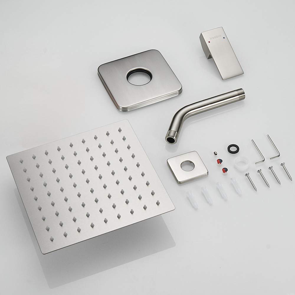 Brushed Nickel Shower Faucet Set - Rainfall Bathroom Shower System with Stainless Steel Shower Head, Single Function Trim Kit & Rough-in Valve - Perfect for Modern Bathroom Renovation & Spa-Like Shower Experience