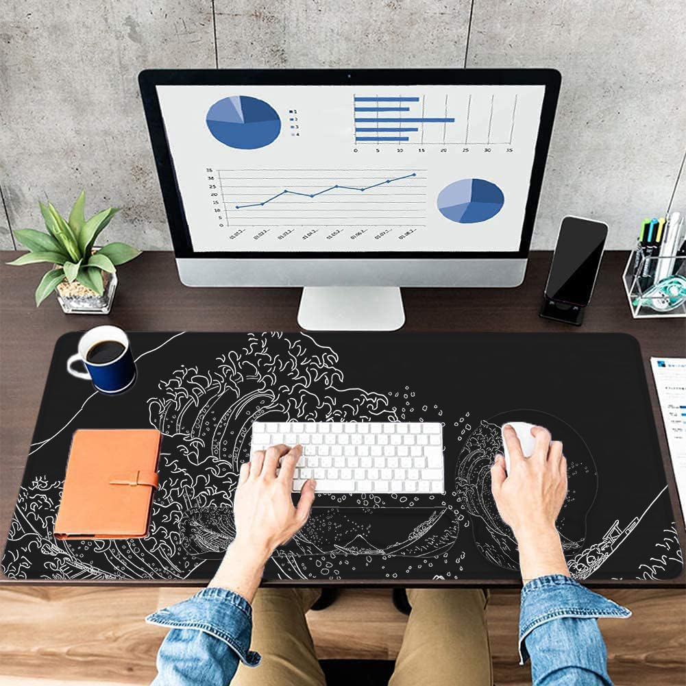 Premium LATEEFAH Desk Mat - Extra Large Mouse Pad with Ergonomic Keyboard Wrist Rest | Non-Slip Computer Workstation Set for Home Office, Gaming & Professional Workspaces | Ideal for PC, Mac & Laptop Users