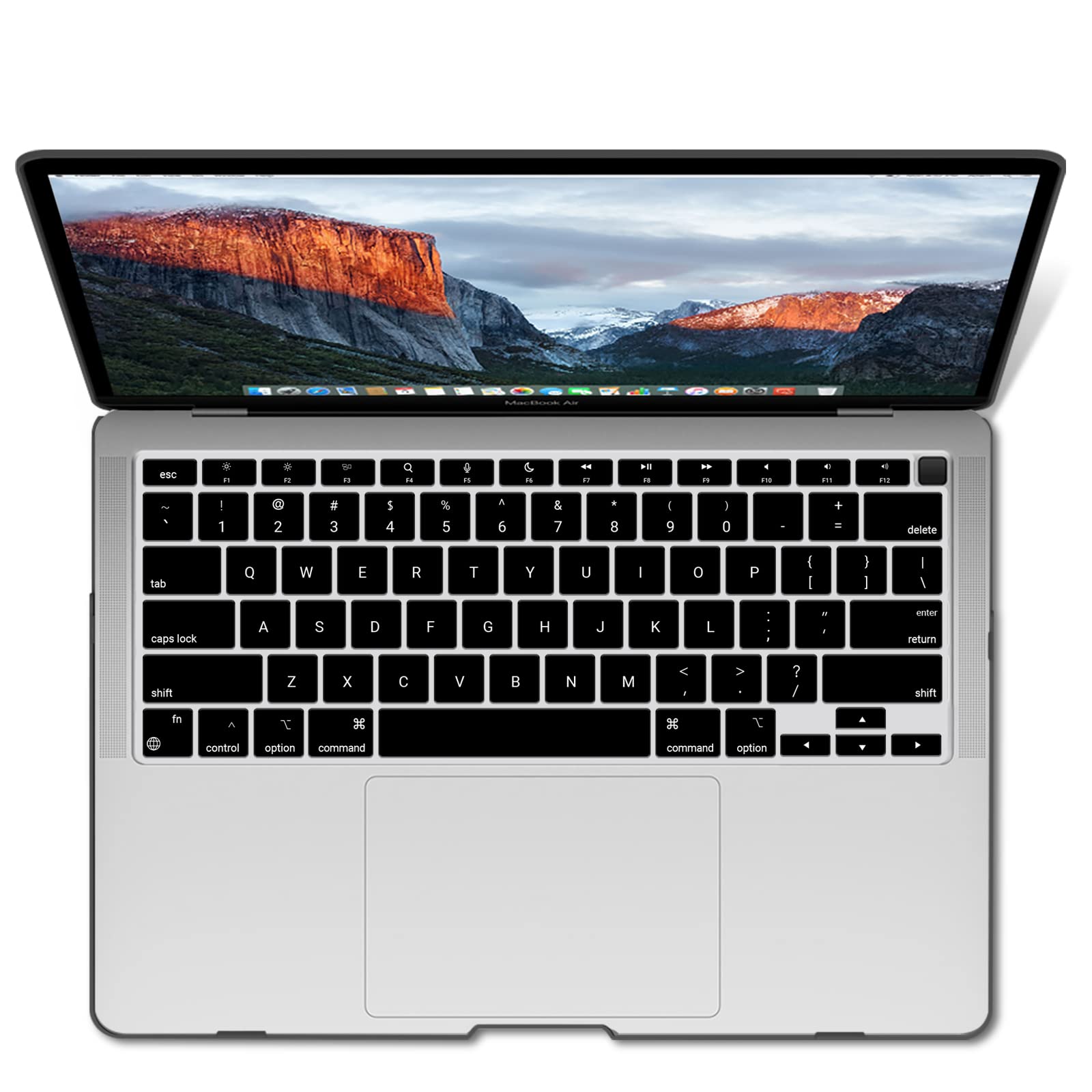 iBenzer Hard Plastic Protective Case for MacBook Air 13-inch (2020-2022 Models A1932/A2179/A2337 M1) with Keyboard Cover & Touch ID Protection - Black | Perfect for Work, Travel & School Use