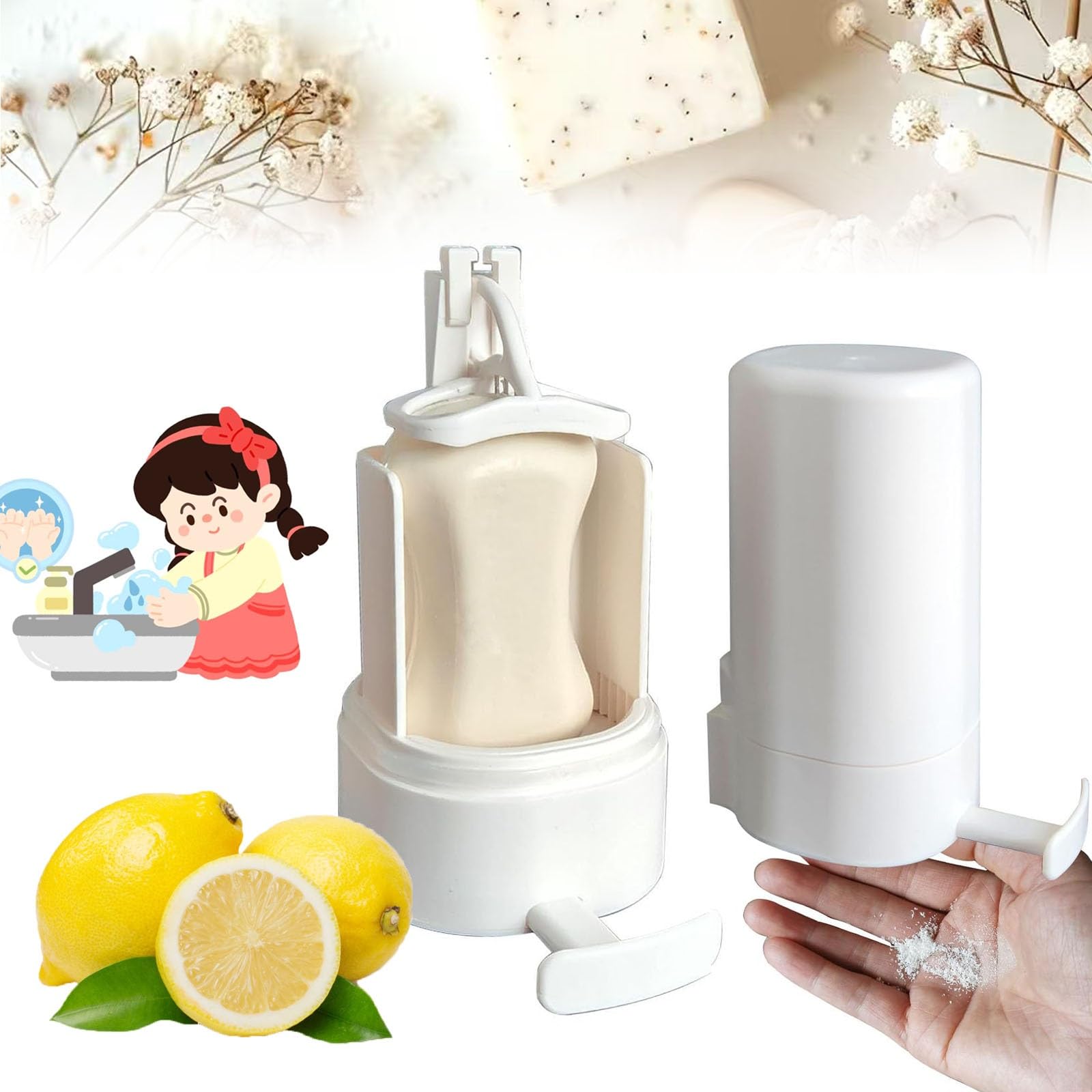 Carenci Soap Grind Pro - Wall Mounted Manual Soap Grinder for Bar Soap, No Drilling Waterproof Soap Container, Perfect for Bathroom, Kitchen & RV Use (1pc)