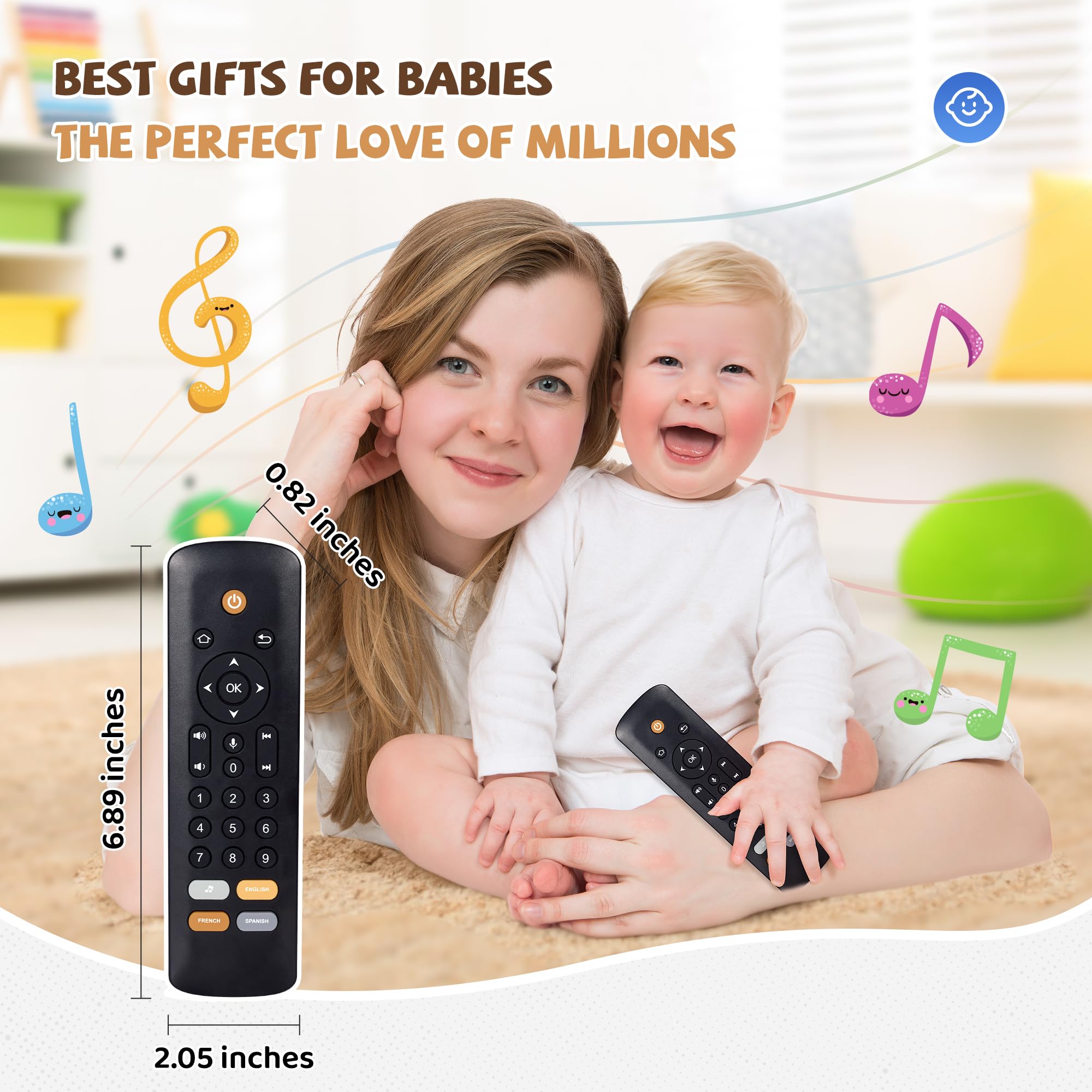 Baby TV Remote Toy with Lights & Sounds - Multilingual Learning Toy for Toddlers 1-2 Years, Great Gift for Boys & Girls - Play at Home