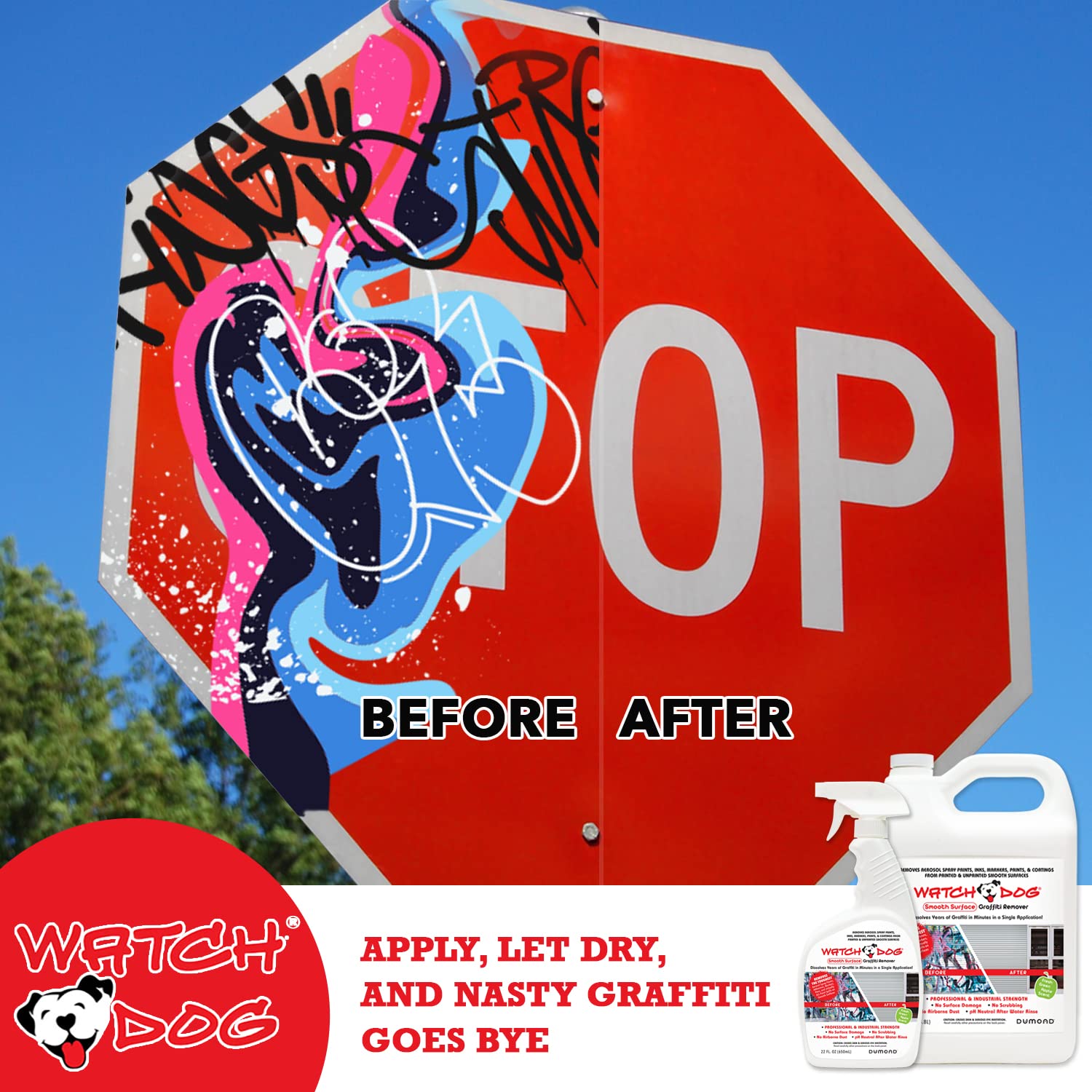 Watch Dog Smooth Surface Graffiti Remover - 5 Gallon Heavy-Duty Paint & Marker Remover for Walls, Metal, Glass | Removes Spray Paint, Ink, Coatings from Painted/Unpainted Surfaces | Ideal for Urban Cleanup, Public Spaces & Property Maintenance
