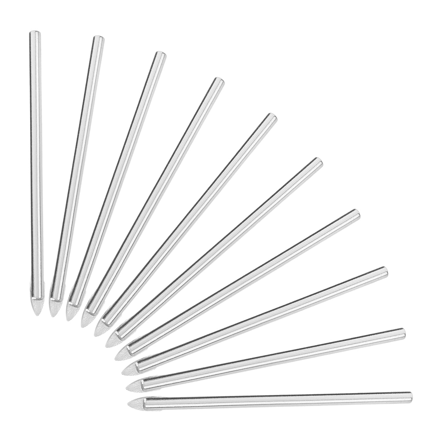 20pcs Masonry Drill Bits Set - 3mm Dia Hard Alloy Triangle Head Concrete Drill Bits for Tiles, Glass, Brick & Stone (Silver Plated White) - Perfect for DIY Home Improvement, Construction & Tile Installation Projects