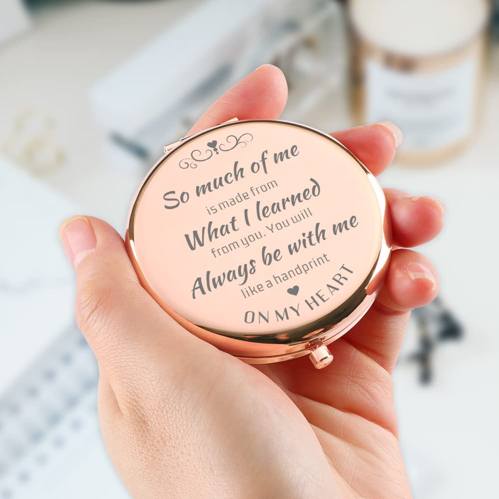 Rose Gold Compact Mirror for Women - Perfect Teacher Gift from Student, Birthday, Wedding, Graduation, Thanksgiving & Travel Gift - Elegant & Unique Present for Any Occasion - Ideal for Makeup Touch-Ups, Handbag Essentials & Special Moments