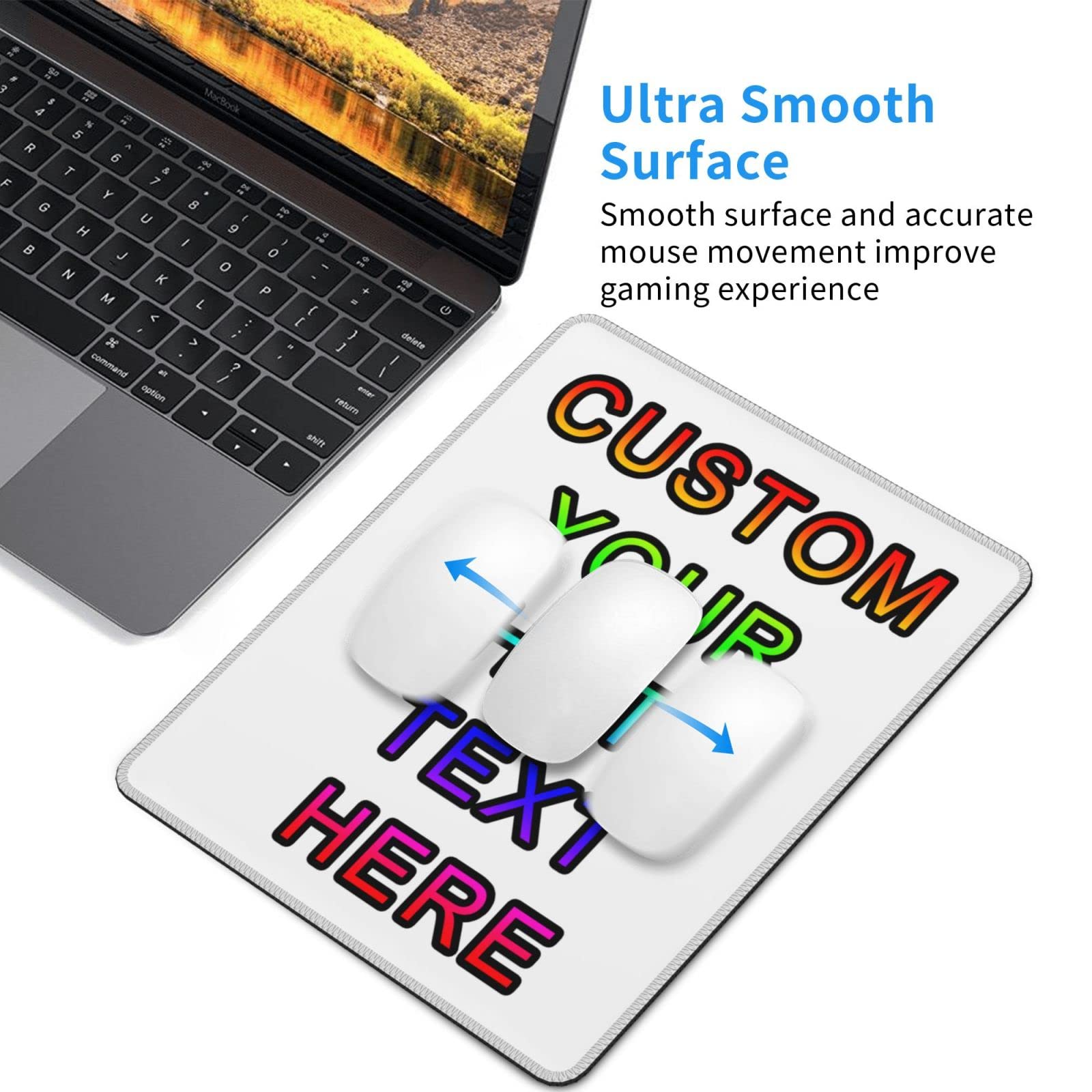 Custom Photo Mouse Pad - Personalized Gaming & Office Mousepad with Text, Anti-Slip Rubber Base - 10x12 Inch for Laptop & Computer - Perfect for Gamers, Work from Home & Office Use
