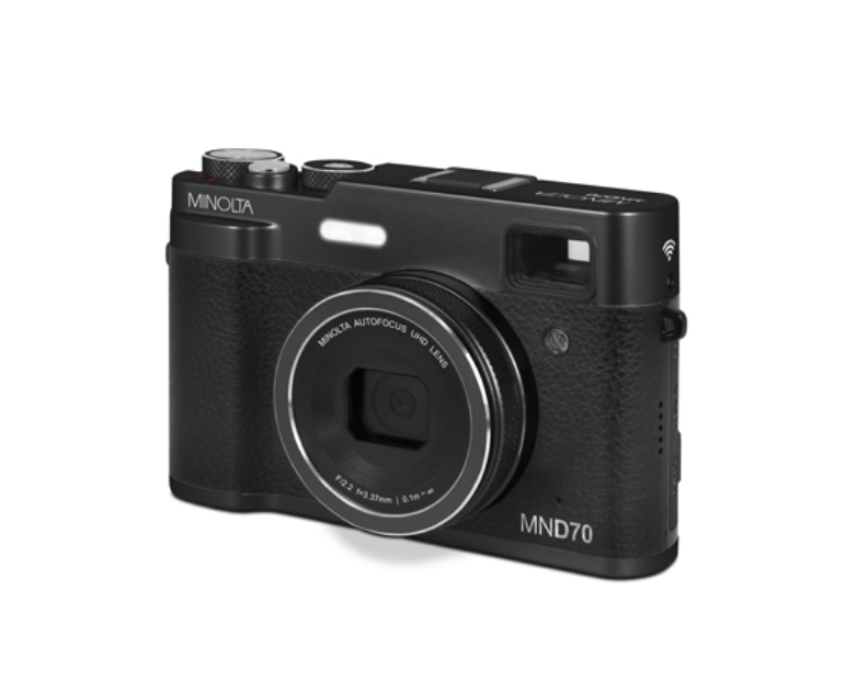 MINOLTA MND70 Retro 48MP Autofocus 5K Ultra HD Dual Lens WiFi Digital Camera (Black) - Perfect for Travel Photography & Vlogging