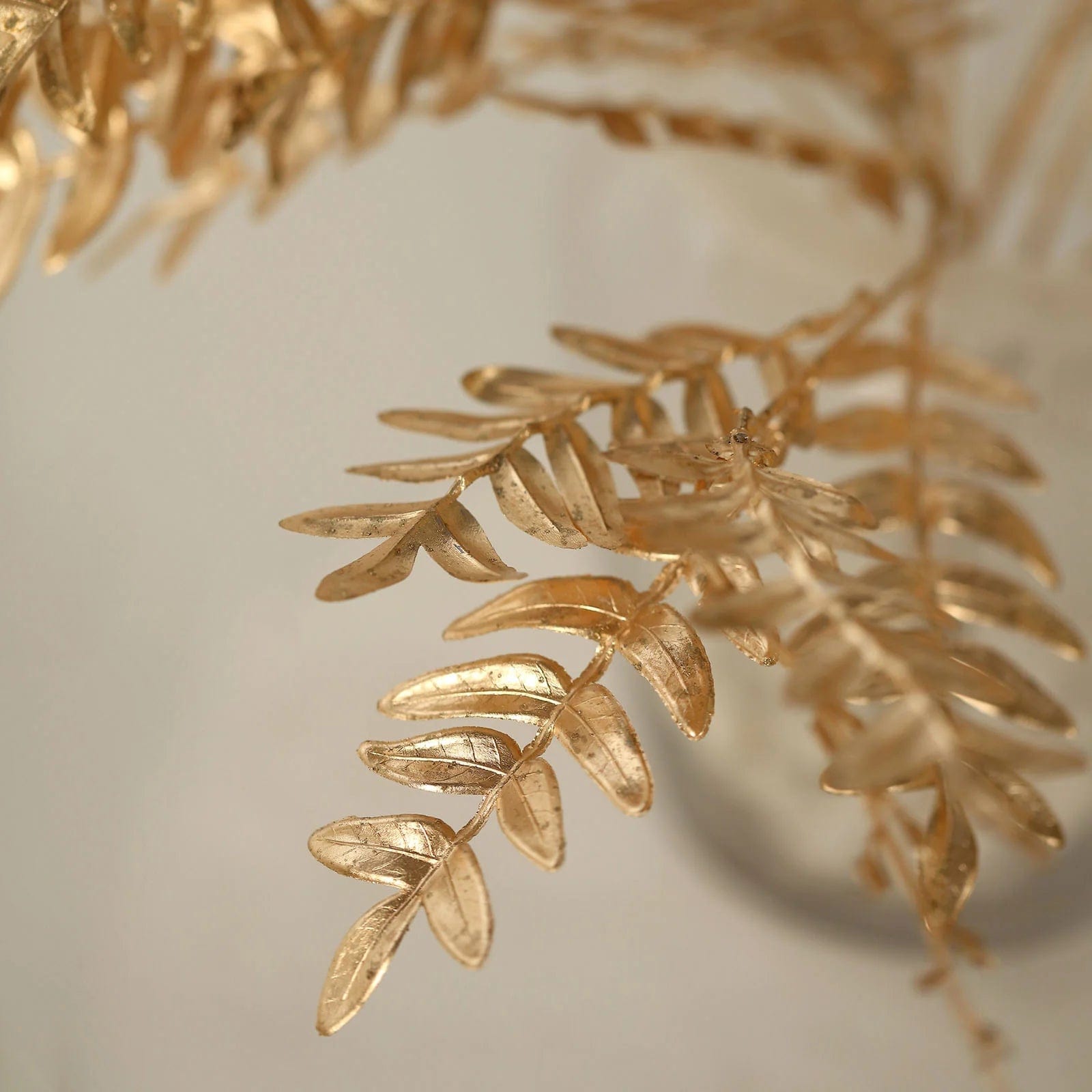 2 Pack Gold Metallic Artificial Fern Leaf Branches - 21