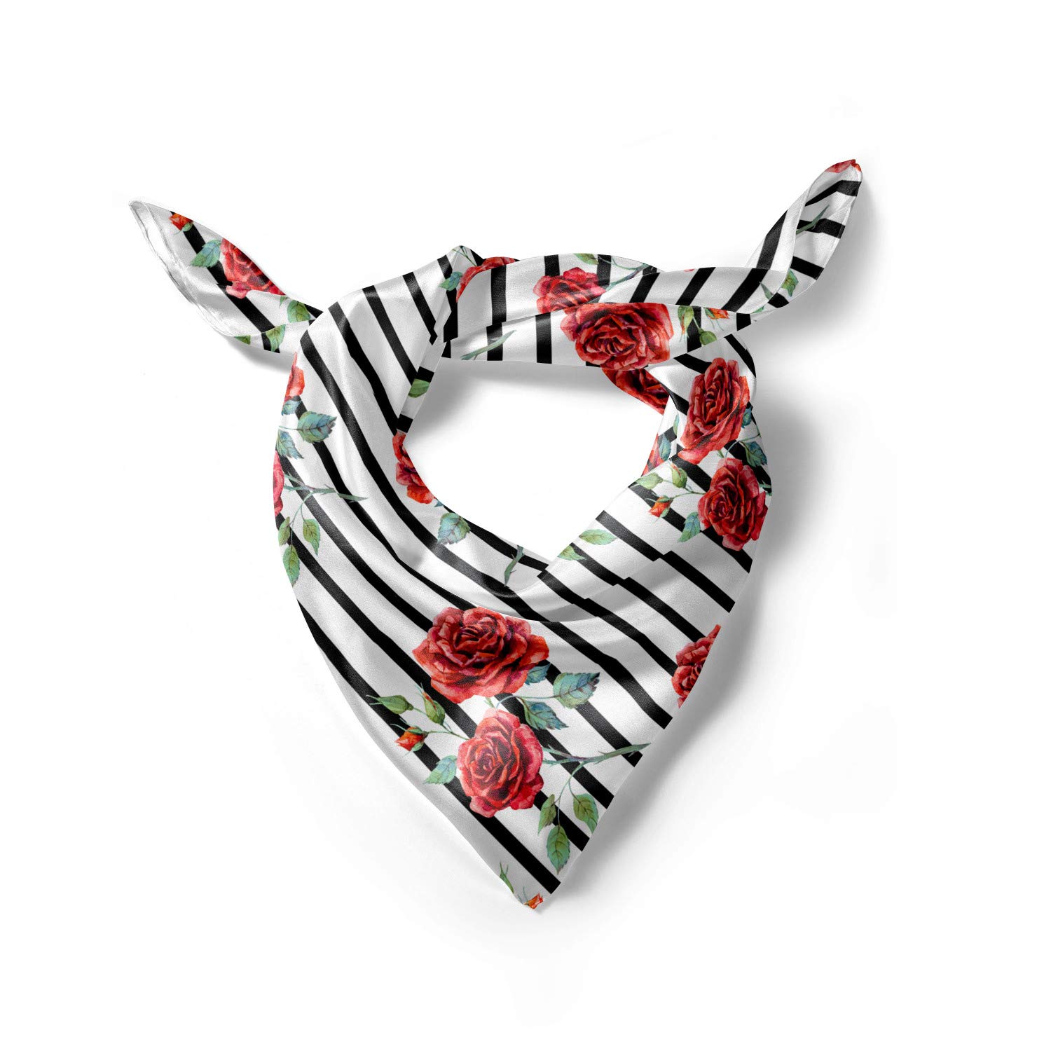 Ambesonne Watercolor Head Scarf - Romantic Rose Print Hair Wrap for Women | Valentine's Day Gift, Beach Cover Up, Boho Fashion Accessory
