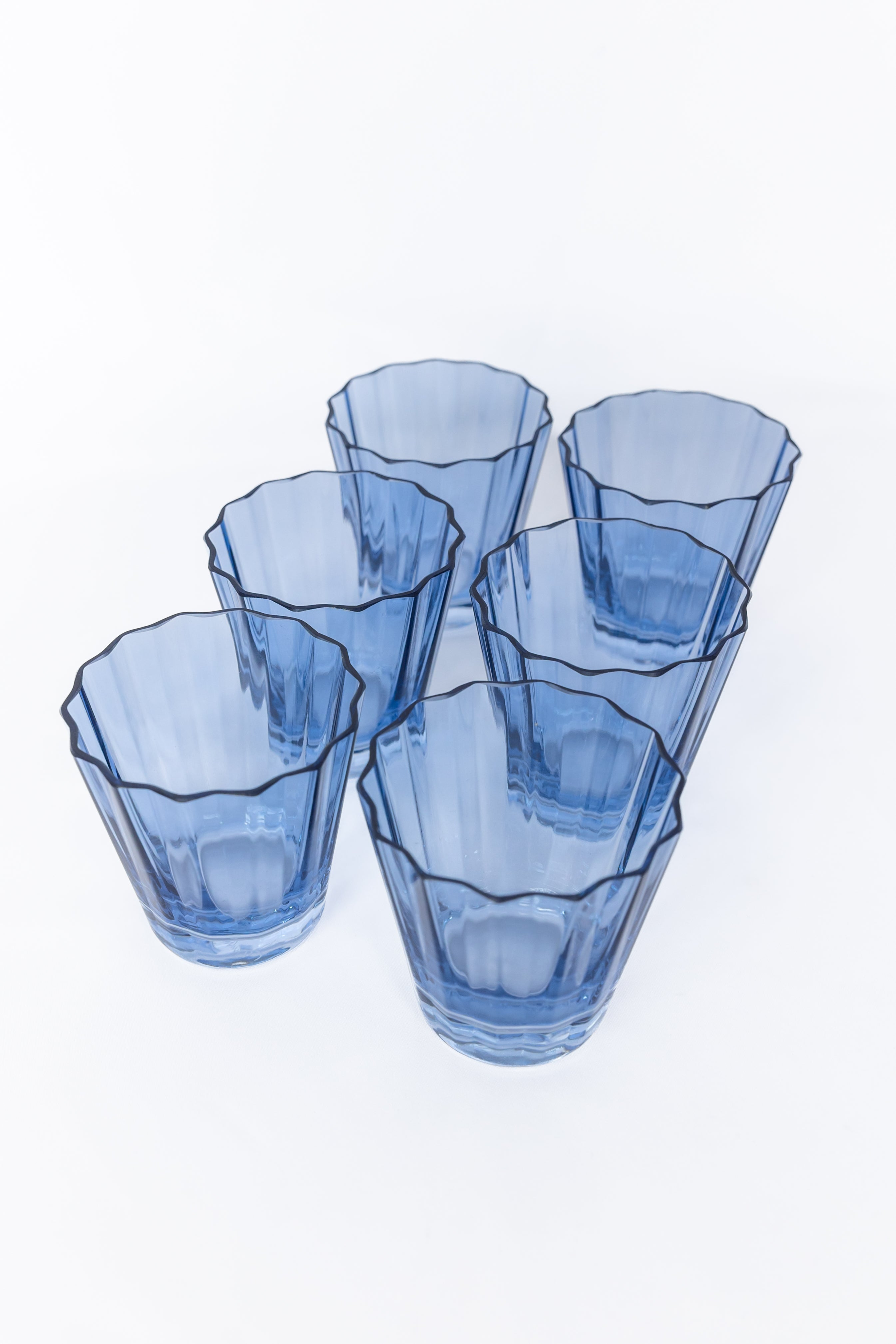 Estelle Colored Sunday Lowball Glasses - Set of 6 Cobalt Blue Drinking Glasses for Cocktails, Juice & Iced Coffee | Perfect for Home Bar, Parties & Everyday Use