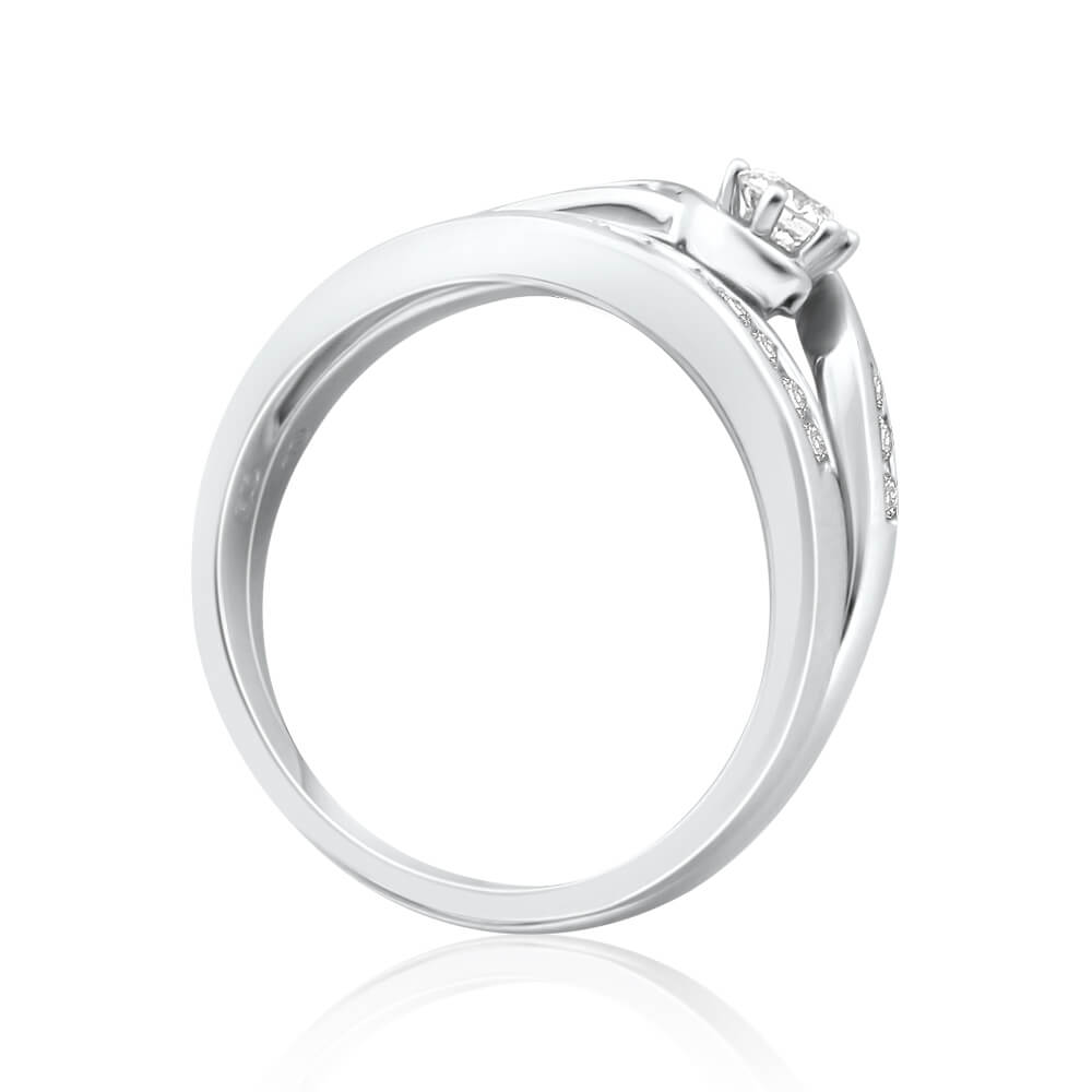 9ct White Gold 1/2 Carat Diamond Bridal Ring Set with 16 Diamonds - Elegant Wedding Band & Engagement Ring Set for Proposals, Anniversaries & Special Occasions