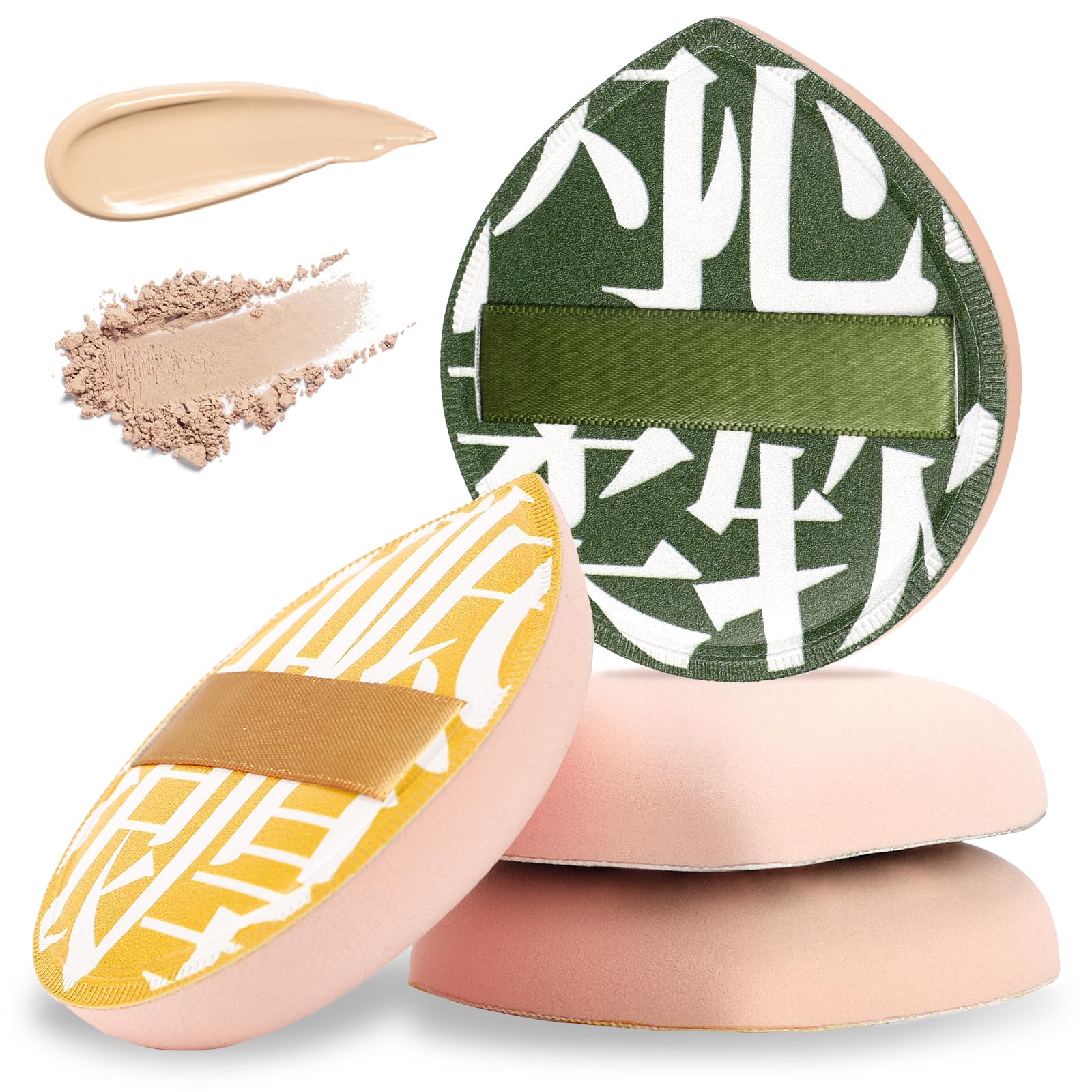 Korean Makeup Sponge 4-Pack - Foundation & Powder Blender for Liquid, Cream - Large Size for Flawless Finish
