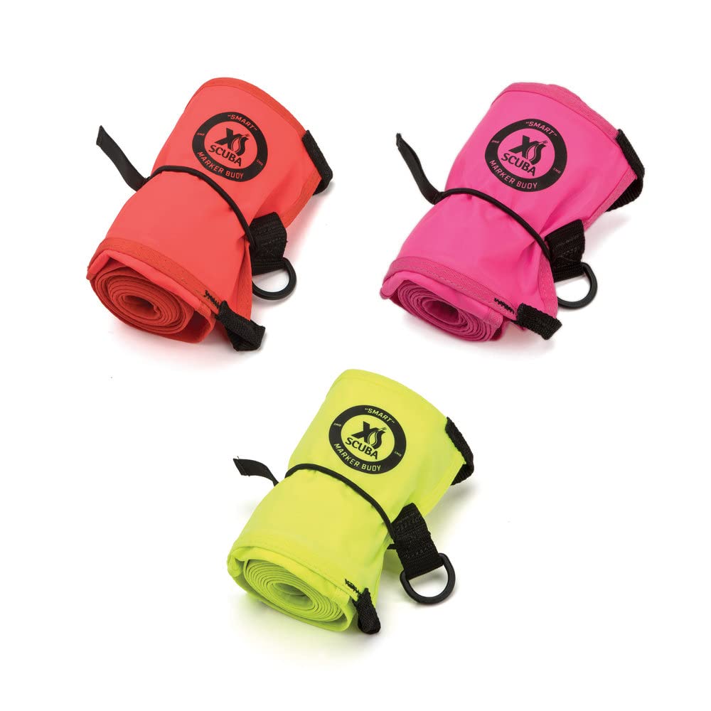 XS Scuba Smart Marker Buoy (SMB) - Dive Safety Signal Tube with Reflective Strips & Quick Release for Scuba Diving, Snorkeling & Emergency Surface Marking
