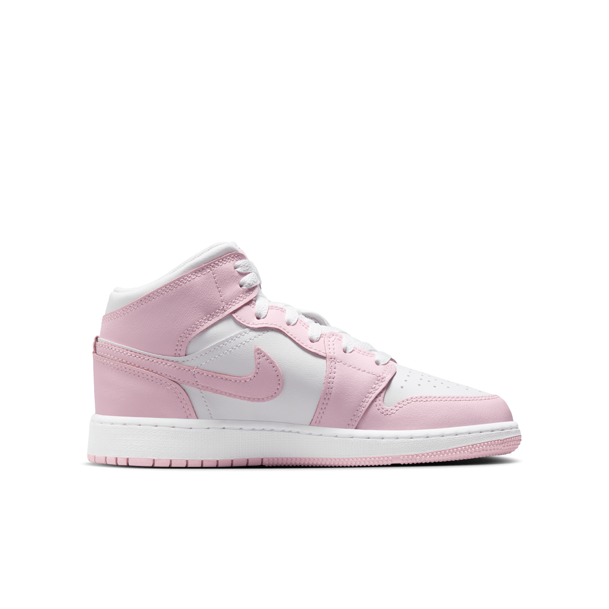 AIR JORDAN 1 MID (GS) Pink Foam/Fire Red - Women's Basketball Shoes for Running, Gym & Streetwear Fashion