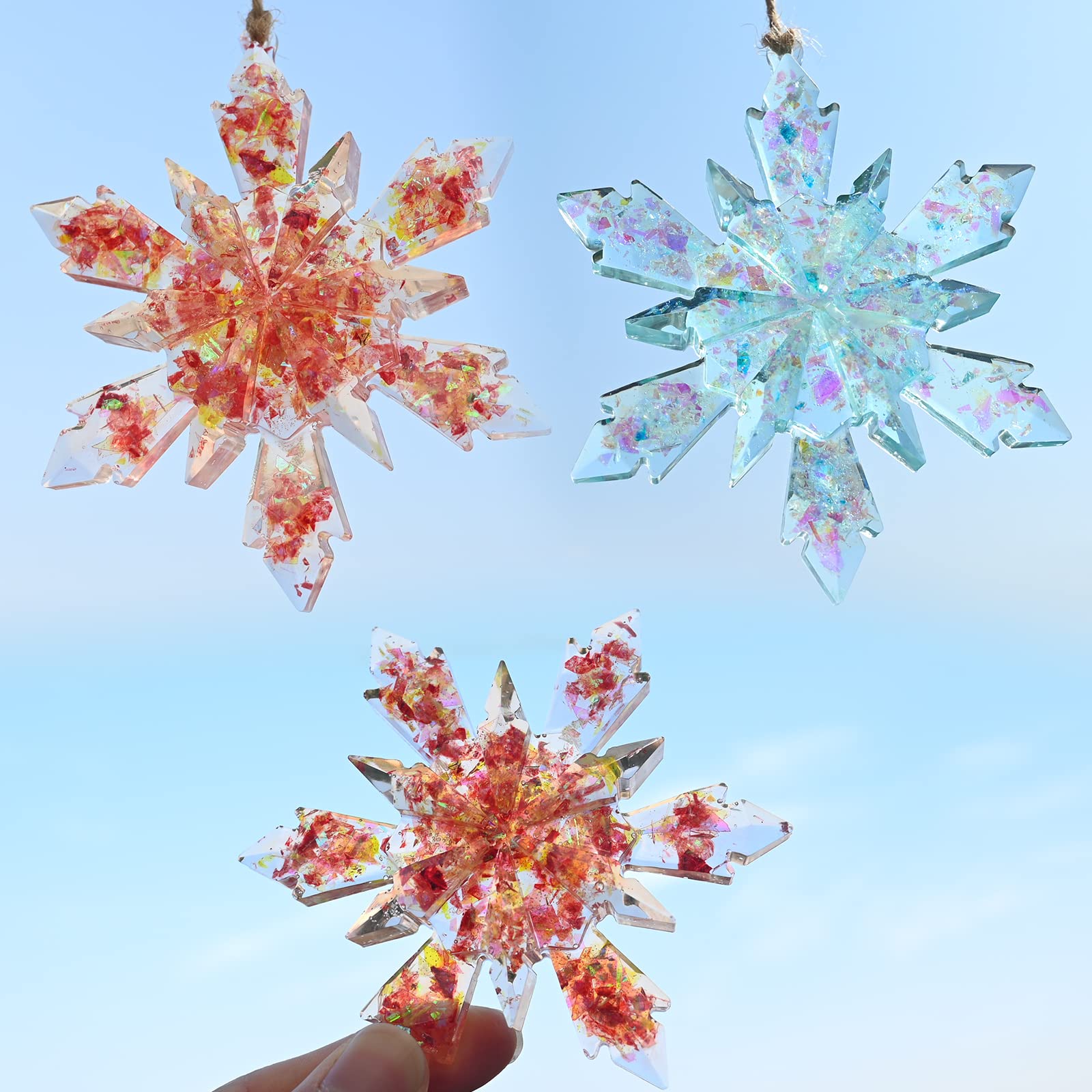 Sakolla 5-Piece Christmas Silicone Resin Molds Set - 3D Snowflake Molds for DIY Epoxy Casting, Christmas Ornaments, Jewelry Pendants, Keychains & Holiday Decorations - Perfect for Christmas Crafts, Gift Making & Home Decor