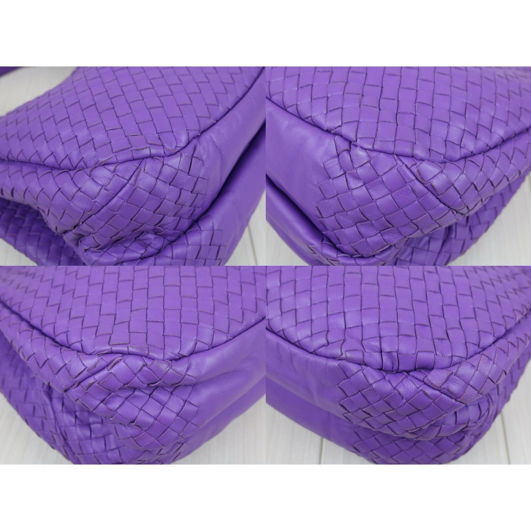 Bottega Veneta X25041701 Purple Lamb Leather Braided Handbag - Premium Condition | Luxury Women's Purse for Evening Parties & Special Occasions