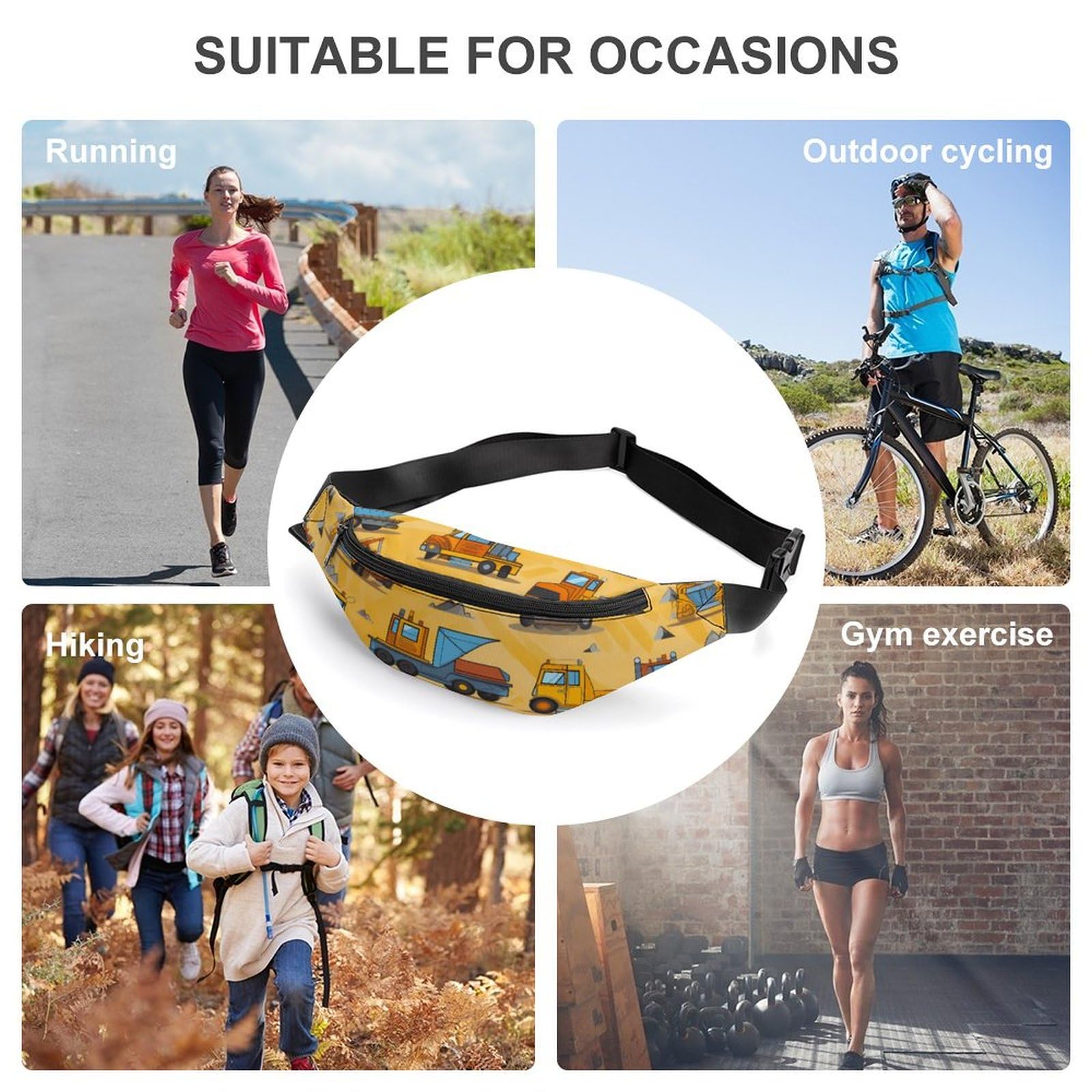 Adjustable Crossbody Waist Bag for Men & Women - Durable Truck Car Belt Pouch with Strap - Perfect for Travel, Hiking, and Outdoor Activities