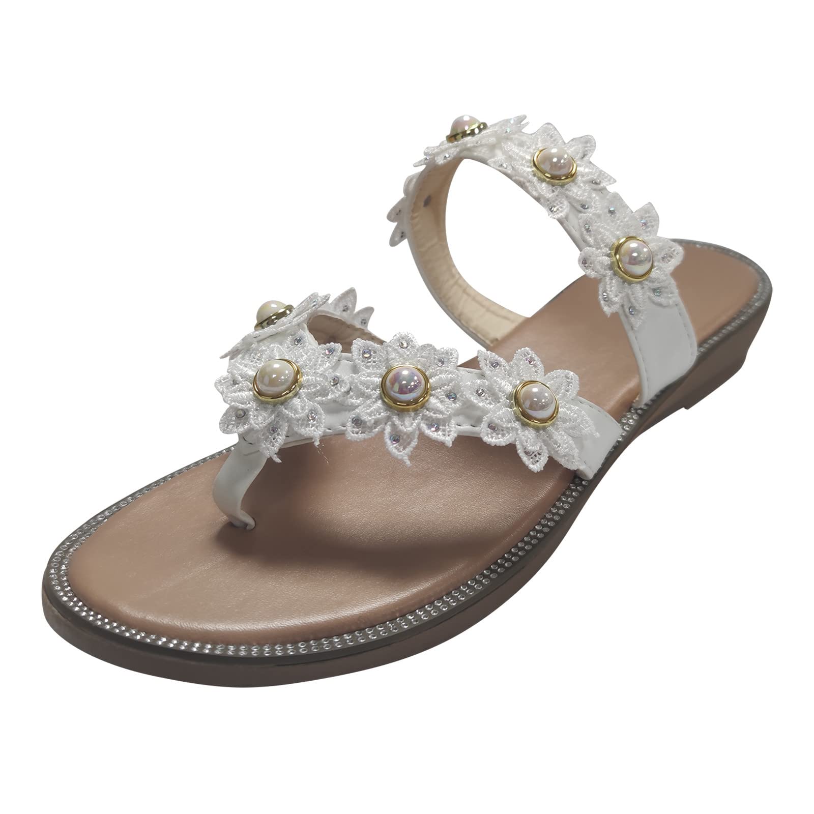 Women's Embroidered Beaded Fashion Sandals with Heel - Wide Width Casual Slope Sneakers for Summer Outfits, Beach Vacations & Boho Style