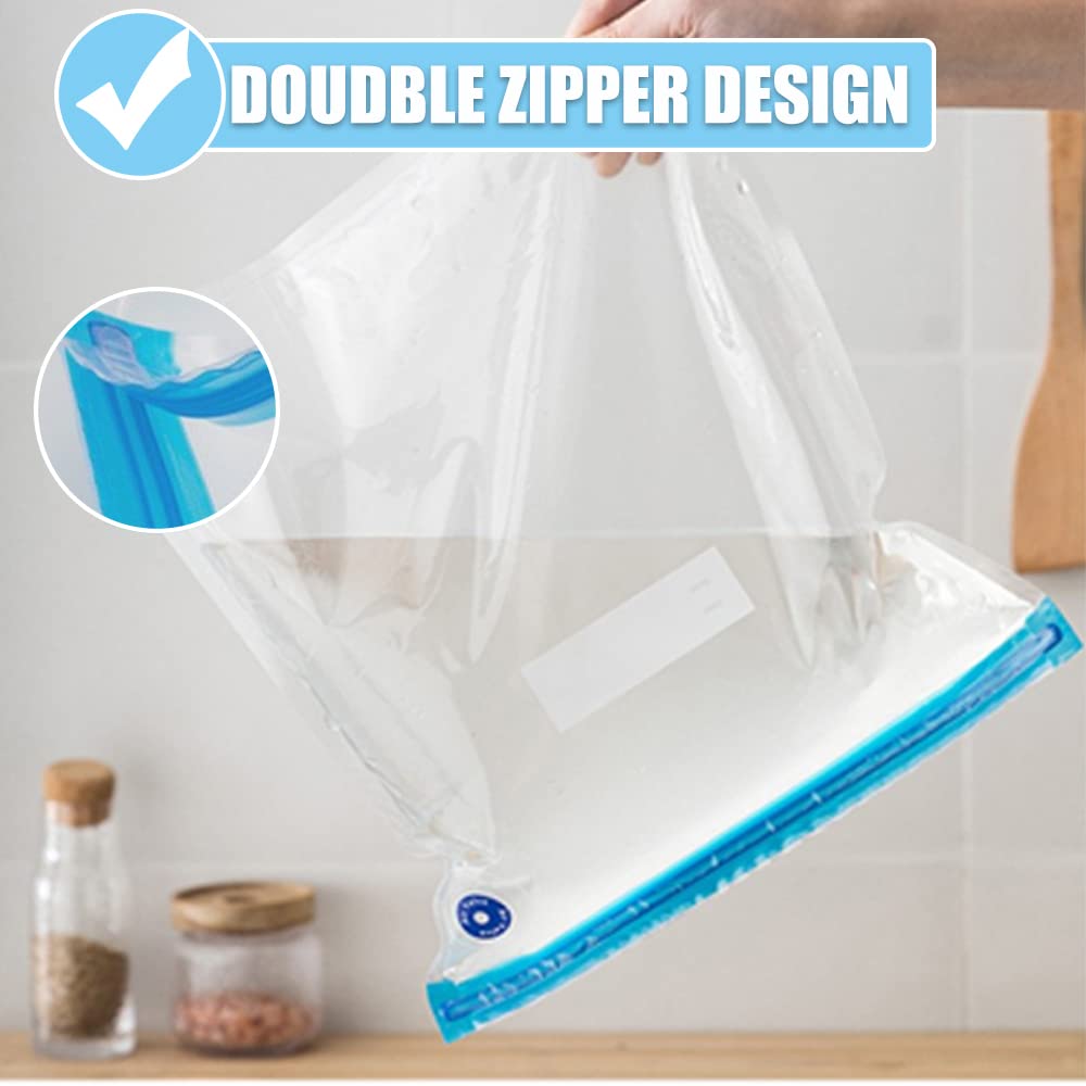 BPA Free Reusable Vacuum Sealer Bags Kit - 40pcs Sous Vide Bags in 3 Sizes with Hand Pump & Sealing Clips | Keep Food Fresh for Meal Prep, Sous Vide Cooking & Freezer Storage