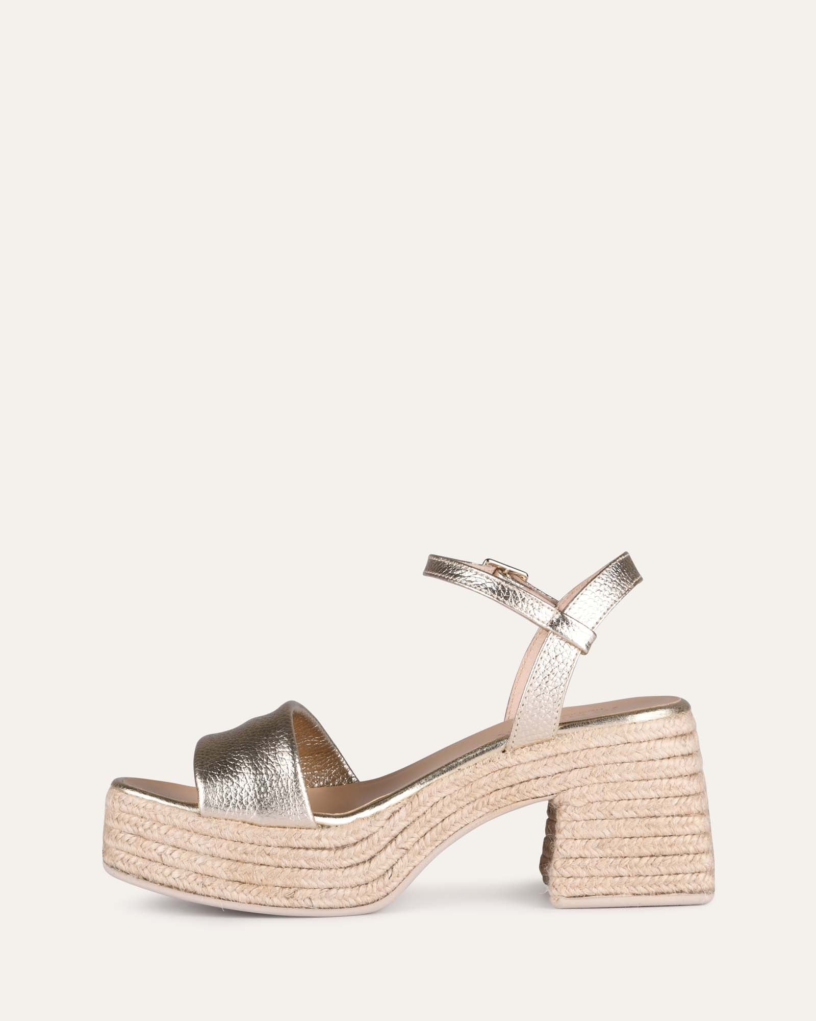 Fairfax Gold Leather High Heel Espadrille Sandals - Elegant Summer Wedges for Women, Perfect for Beach Weddings, Date Nights & Vacation Outfits
