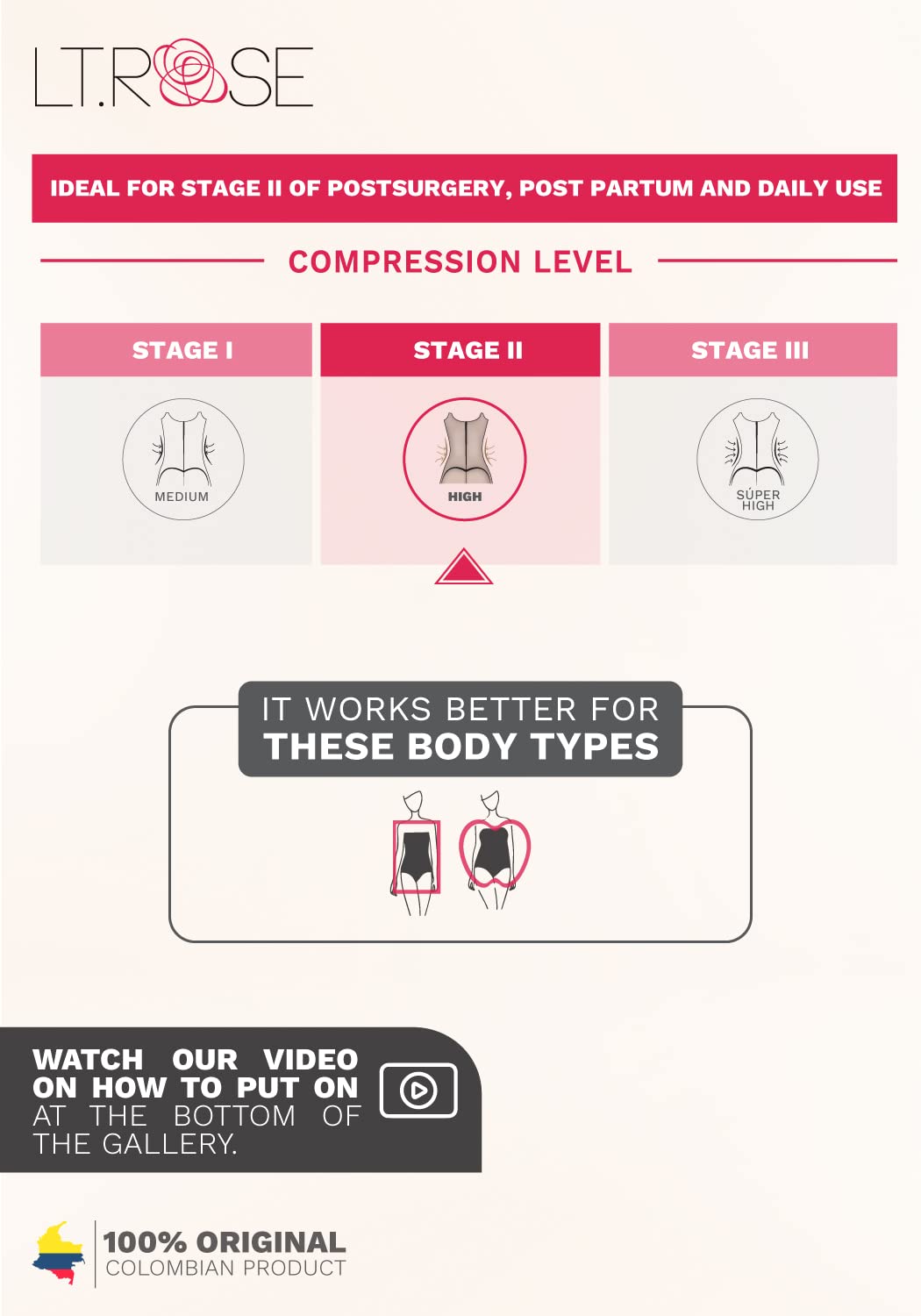 LT.ROSE Postpartum Shapewear for Women - Colombian Tummy Control Girdle for Post Pregnancy Recovery & Body Shaping | Perfect for Daily Wear, Maternity Support & Post-Surgery Compression