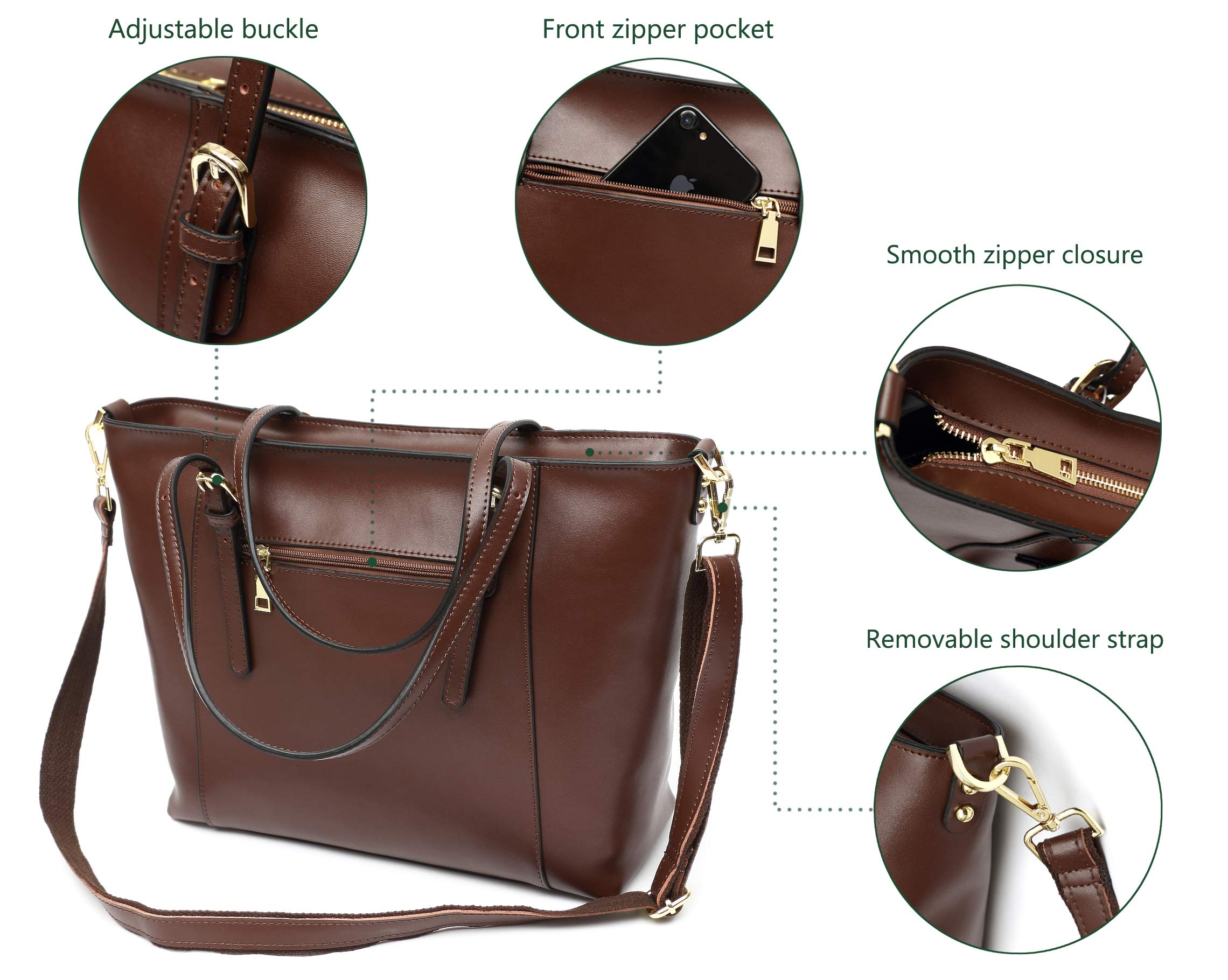 Genuine Leather Tote Bag for Women - Large Designer Shoulder Handbag - Perfect for Work, Travel & Everyday Use