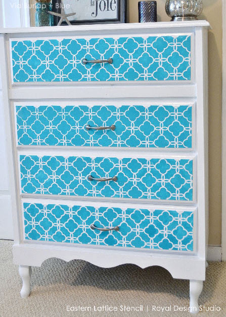Eastern Lattice Wooden Furniture Stencil - DIY Home Decor, Woodworking Craft Template for Cabinets, Tables, and Wall Art Projects