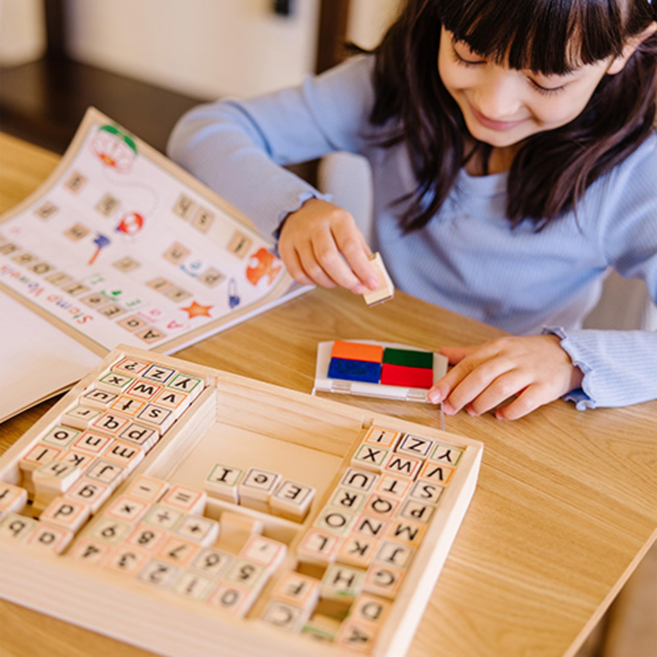 Melissa & Doug Wooden ABC 123 Stamp Set for Kids - Arts & Crafts Learning Fun