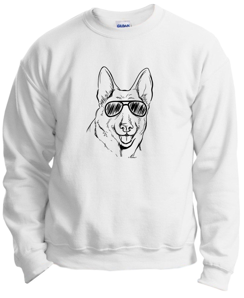 German Shepherd Dog Gifts - Stylish Crewneck Sweatshirt with Sunglasses for Dog Lovers | Perfect for Pet Owners, Dog Walks & Casual Outfits