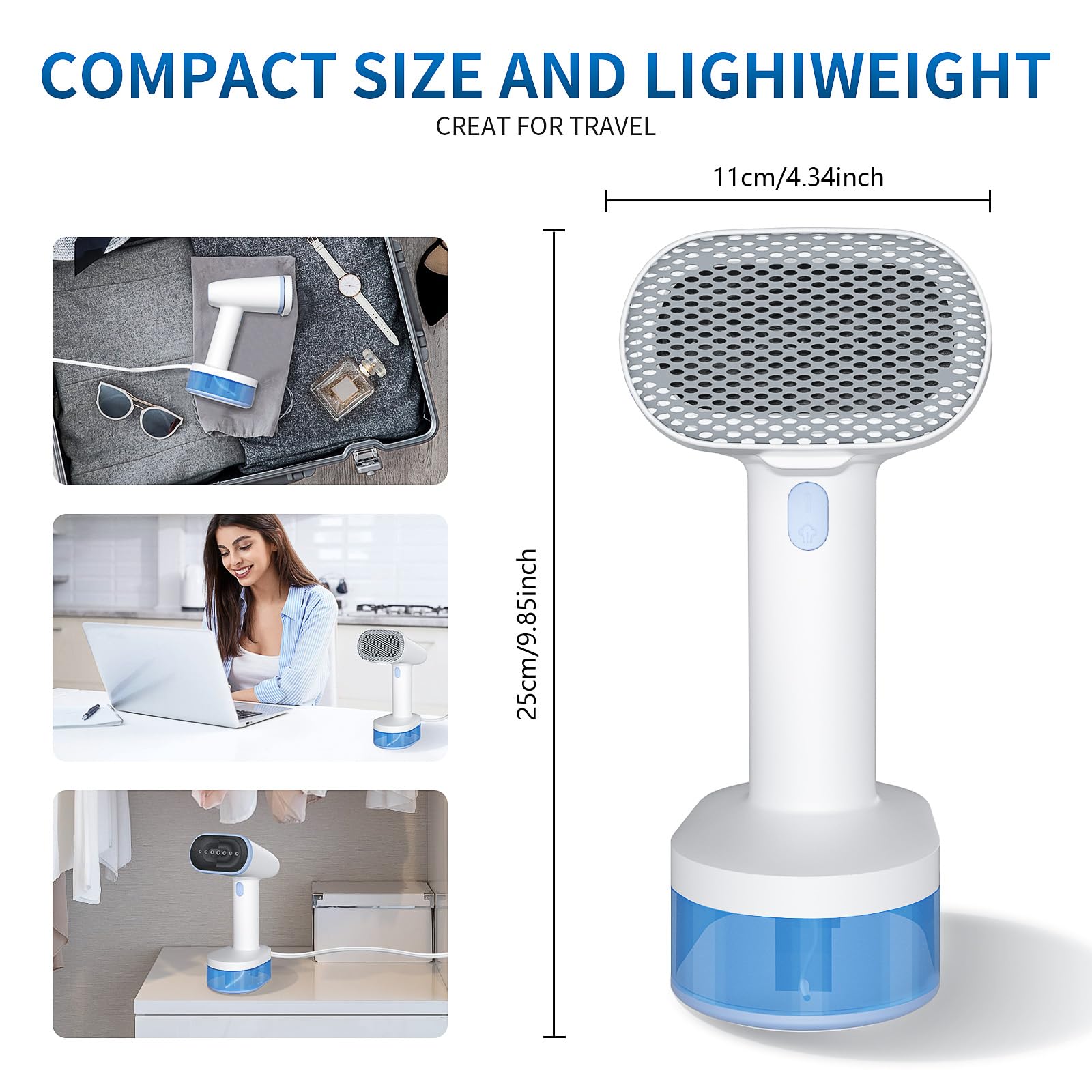 YASHE 1500W Portable Handheld Clothes Steamer - 20s Fast Heat-up, 250ml Large Water Tank, 2-in-1 Horizontal & Vertical Steaming, Auto Shut-off, Compact & Self-Cleaning - Perfect for Home, Office, Travel & Quick Outfit Refresh