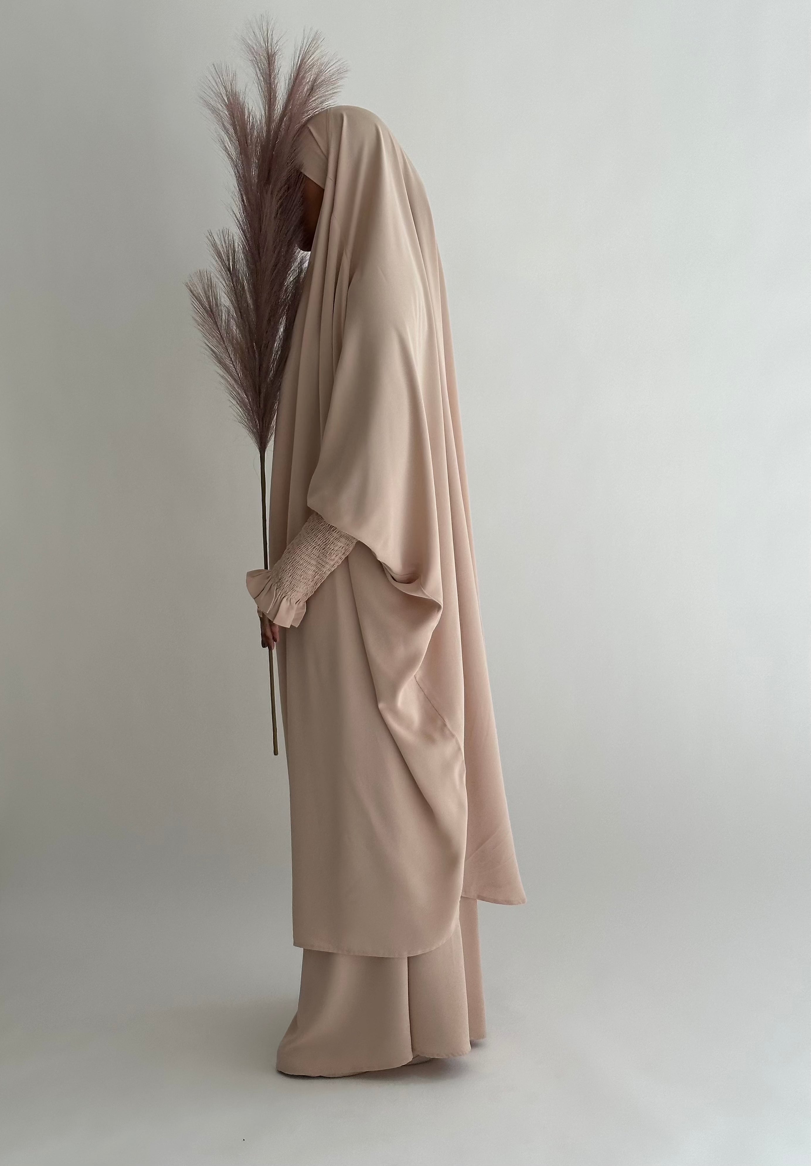 Premium 2-Piece Medina Jilbab in Cream - Modest Muslim Prayer Dress for Women, Perfect for Daily Wear & Islamic Occasions
