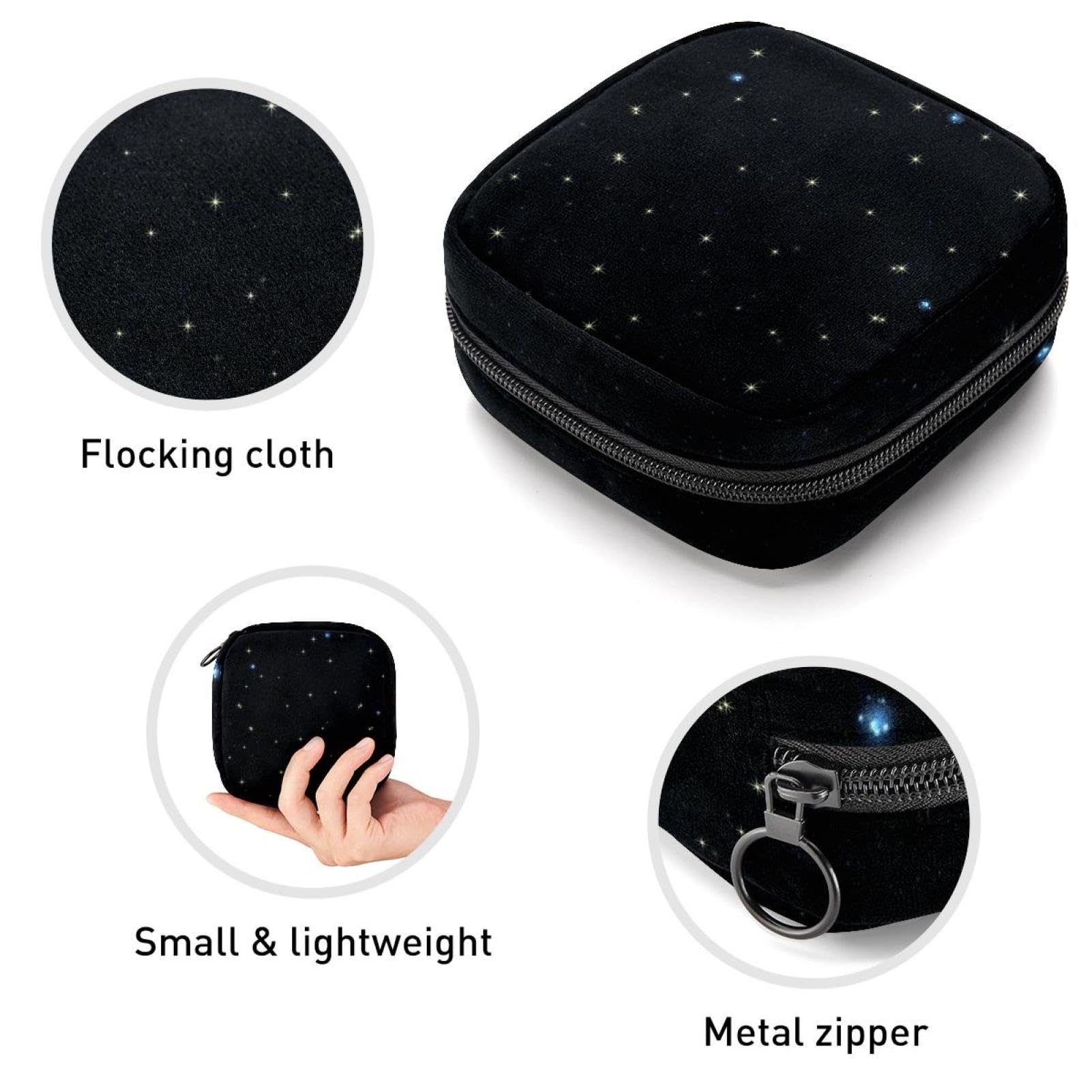 Menstrual Cup Pouch & Sanitary Pad Organizer Bag for Women - Portable Storage Case for Tampons, Pads & Feminine Hygiene Products - Perfect for Travel, Gym & Daily Use (Night Sky with Stars Design)