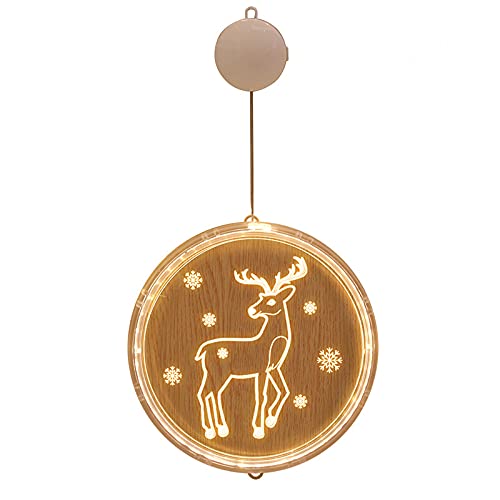 Christmas LED Hanging Lights Decorations - Bell Snowman Elk Star Curtain Lights for Holiday Window, Fireplace, Wall & Bedroom - 22cm Christmas Elk Decor for Indoor/Outdoor Party & Home Decoration