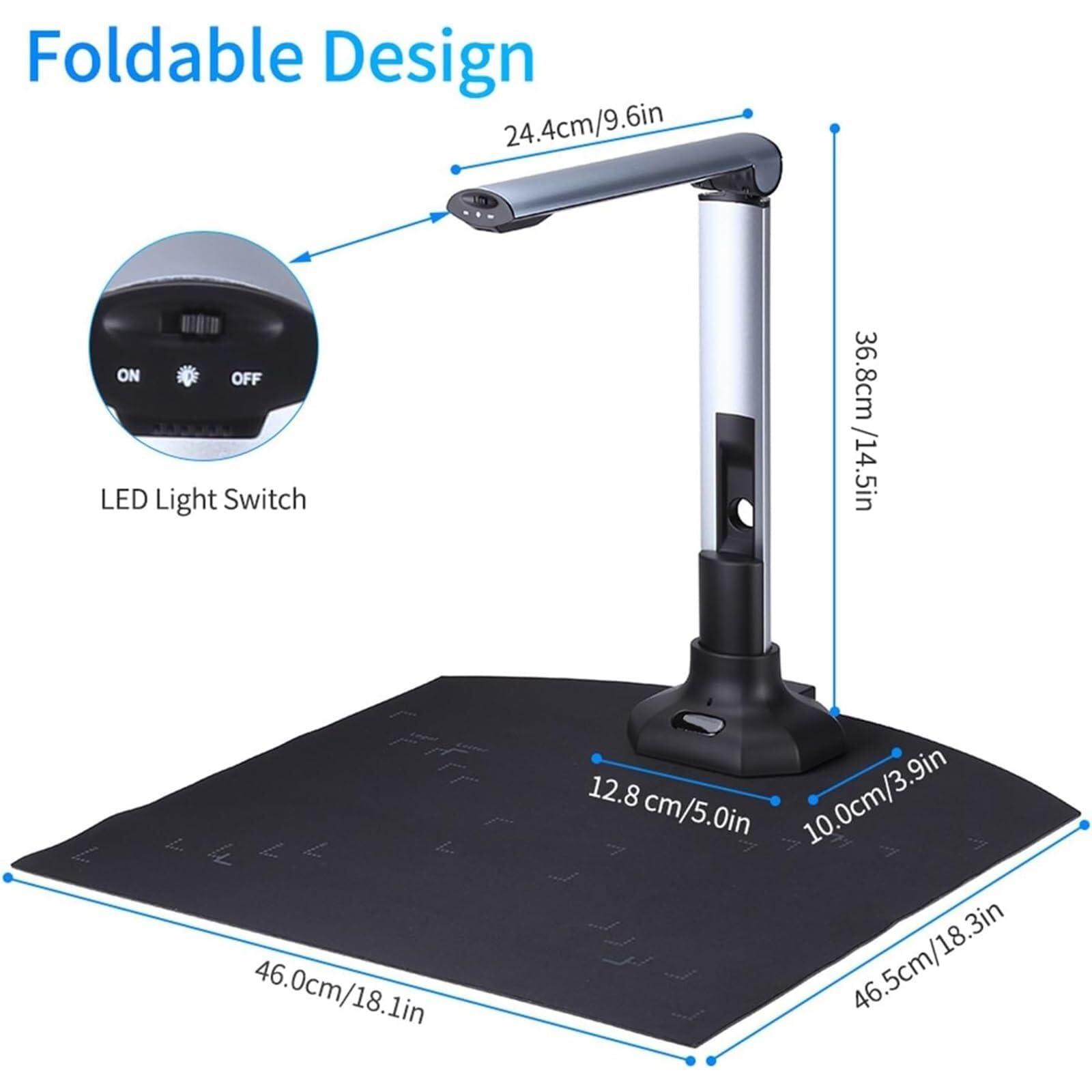 High-Speed A3 Large Format Book Scanner - 10MP HD Portable Document Camera Scanner with USB 2.0 for Books, ID Cards & Archives | Perfect for Libraries, Offices & Digitizing Historical Documents