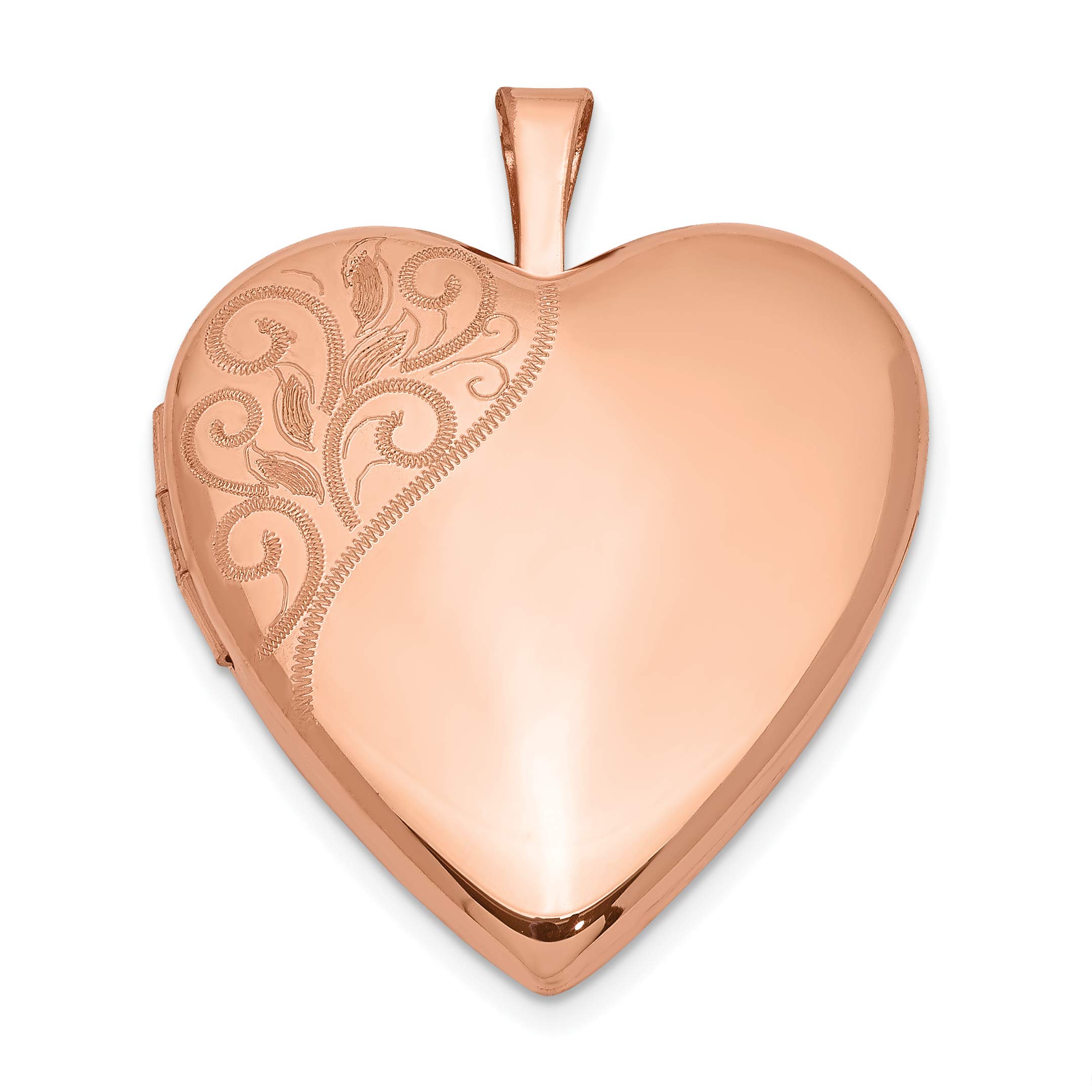Sterling Silver Rose 20mm Polished Swirl Heart Locket Necklace - Elegant Jewelry Gift for Women, Perfect for Valentine's Day, Anniversary & Romantic Occasions