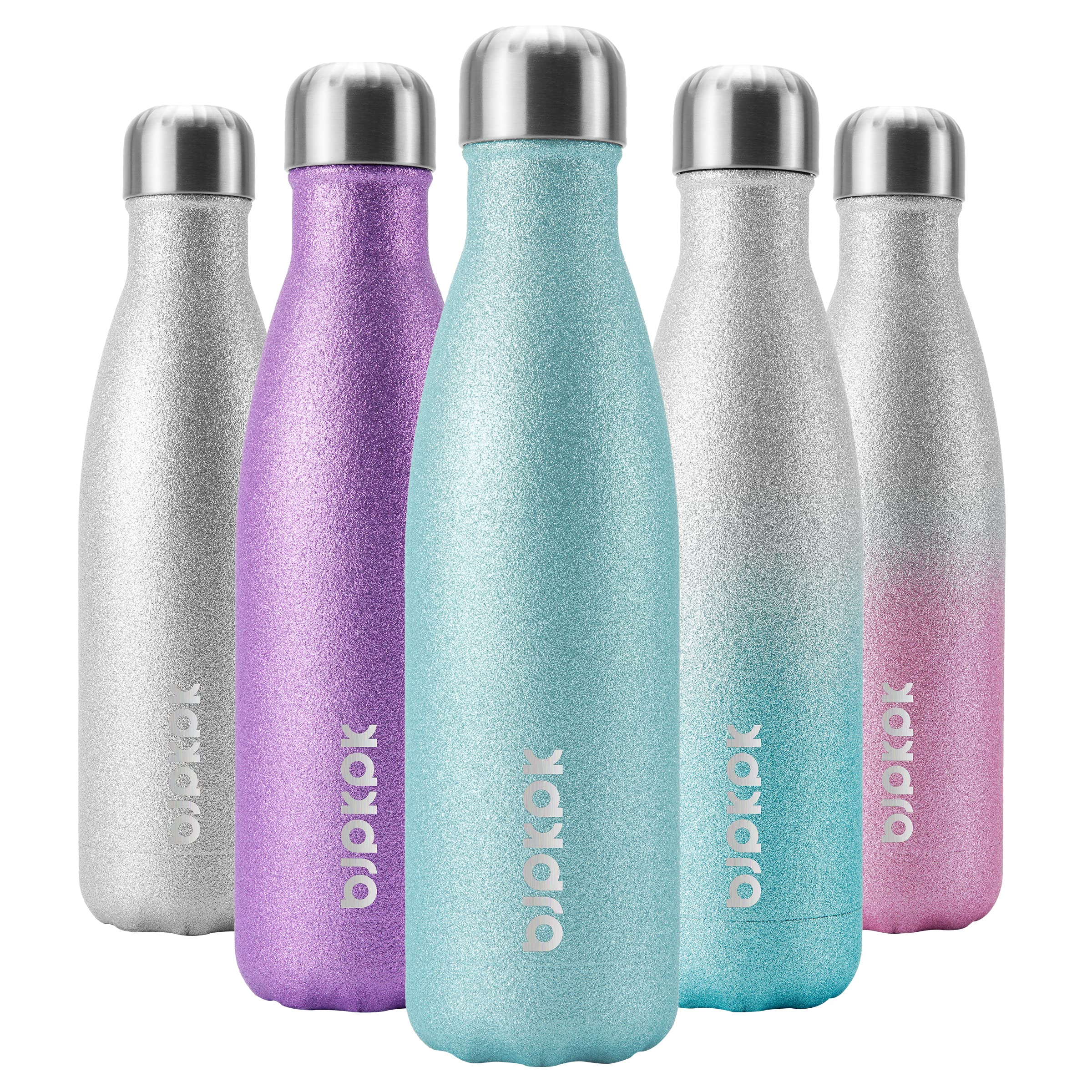 BJPKPK 17oz Insulated Stainless Steel Water Bottle - Keeps Drinks Cold for 24 Hours & Hot for 12 Hours, BPA Free, Glitter Ice Blue - Perfect for Gym, Hiking, Work & Outdoor Activities