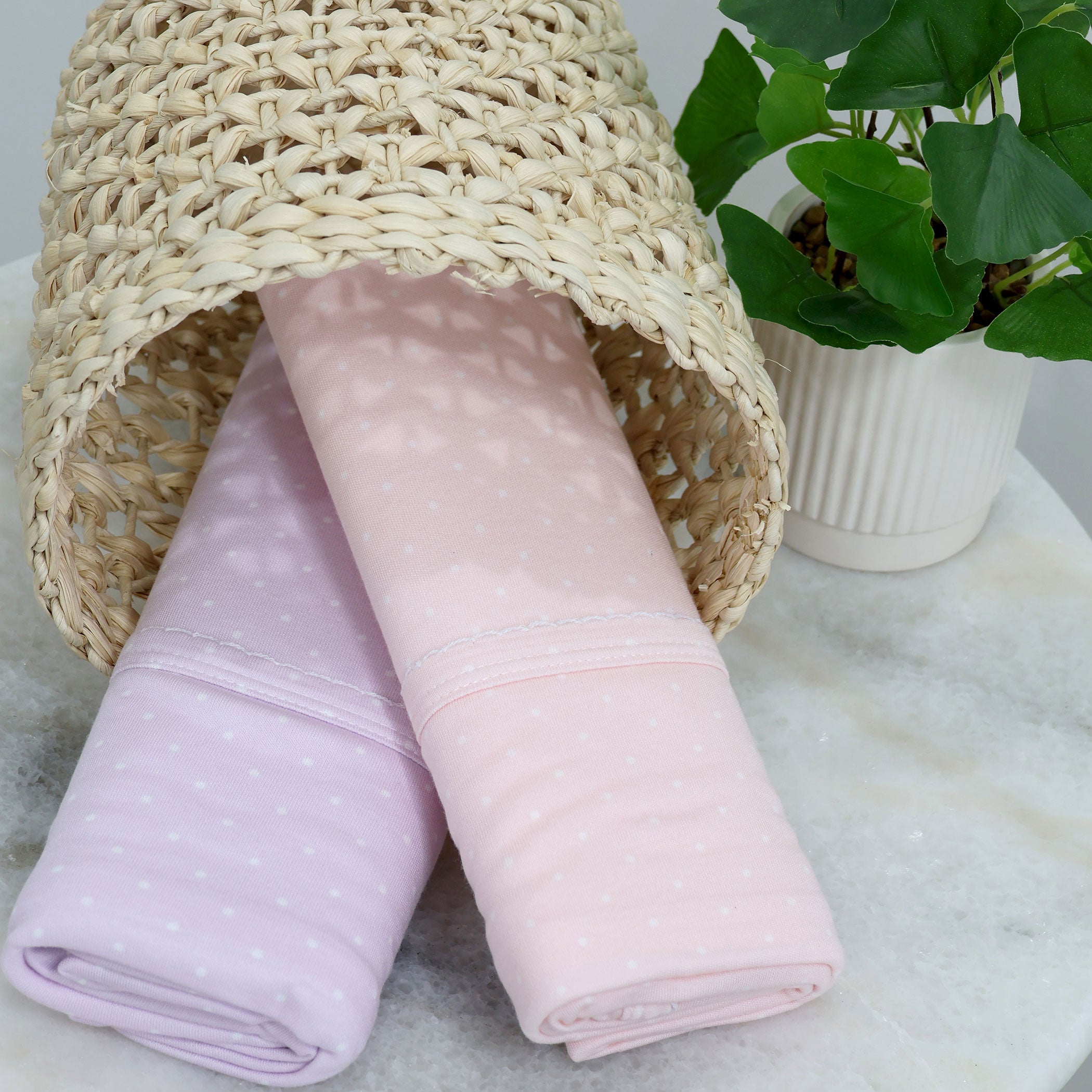 Soft Pink & Lilac Jersey Swaddle Wrap for Newborns - 2 Pack Breathable Baby Blanket for Swaddling, Sleeping & Photo Shoots - Perfect Baby Shower Gift