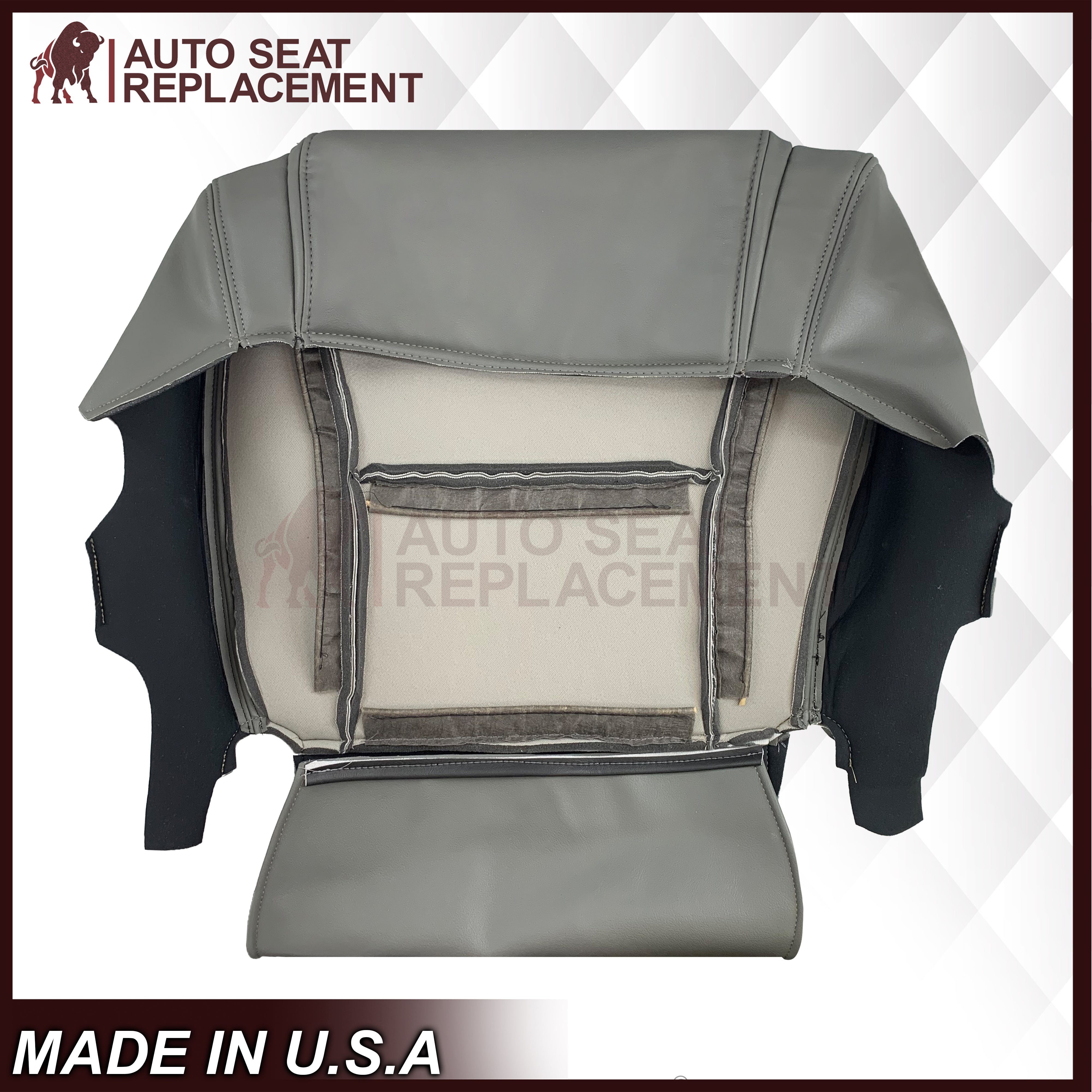 2007-2013 Toyota Sequoia SR5 Genuine Leather Seat Covers Set - Top & Bottom Replacement for Driver/Passenger Side (Gray) | Premium Car Interior Upgrade for Comfort & Style