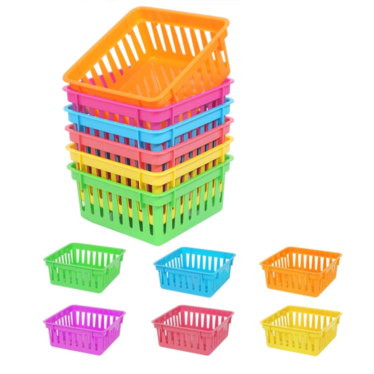 NYASAA 6-Pack Colorful Pencil Holders & Desk Organizers - Plastic Storage Bins for Pens, Crayons, Markers & School Supplies - Perfect for Classroom, Office & Home Workspace Organization