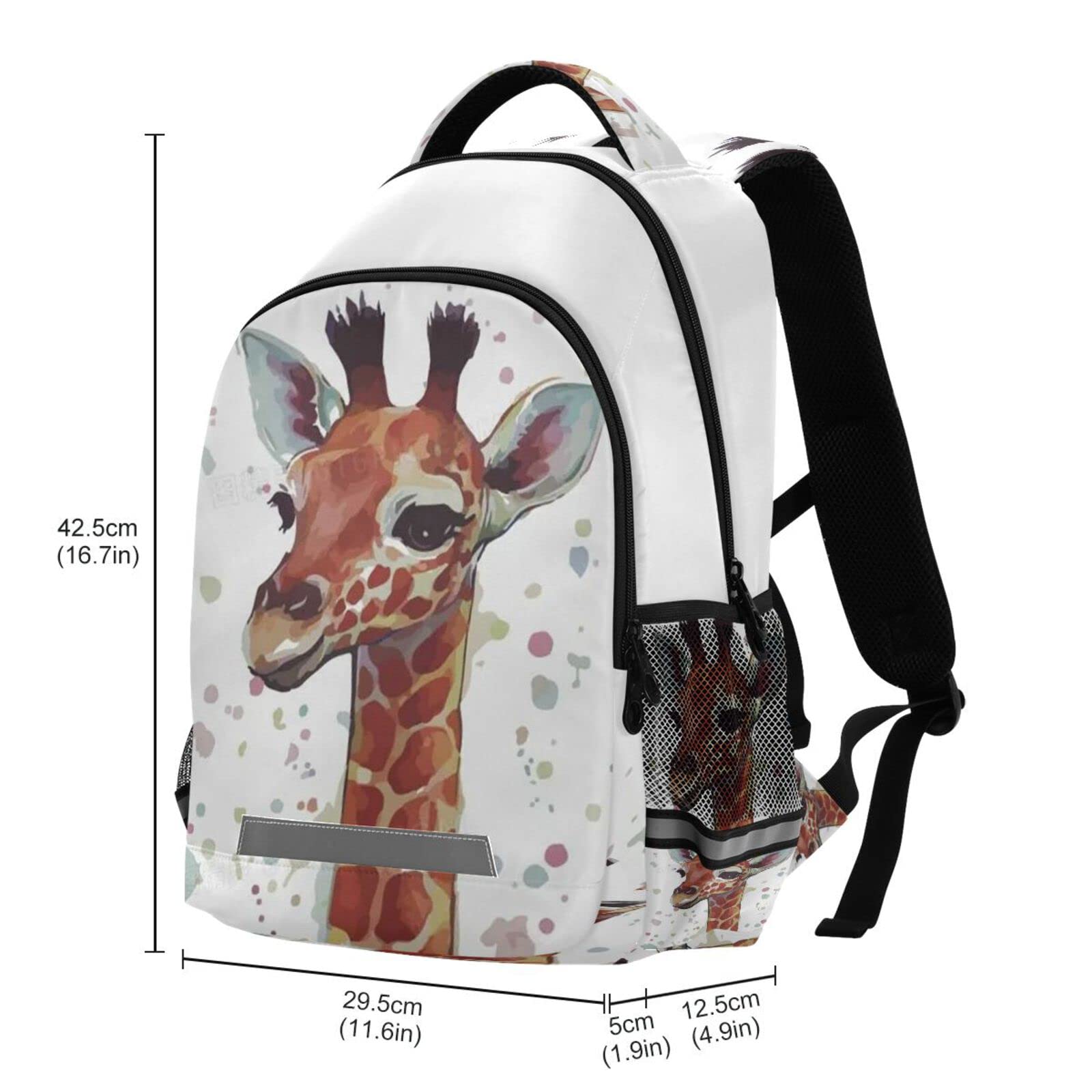 Kcldeci Watercolor Giraffe Kids Backpack for Boys & Girls - Lightweight Elementary School Bag, Kindergarten Bookbag, Preschool Backpack, Toddler Travel Bag - Perfect for School, Daycare, and Family Trips