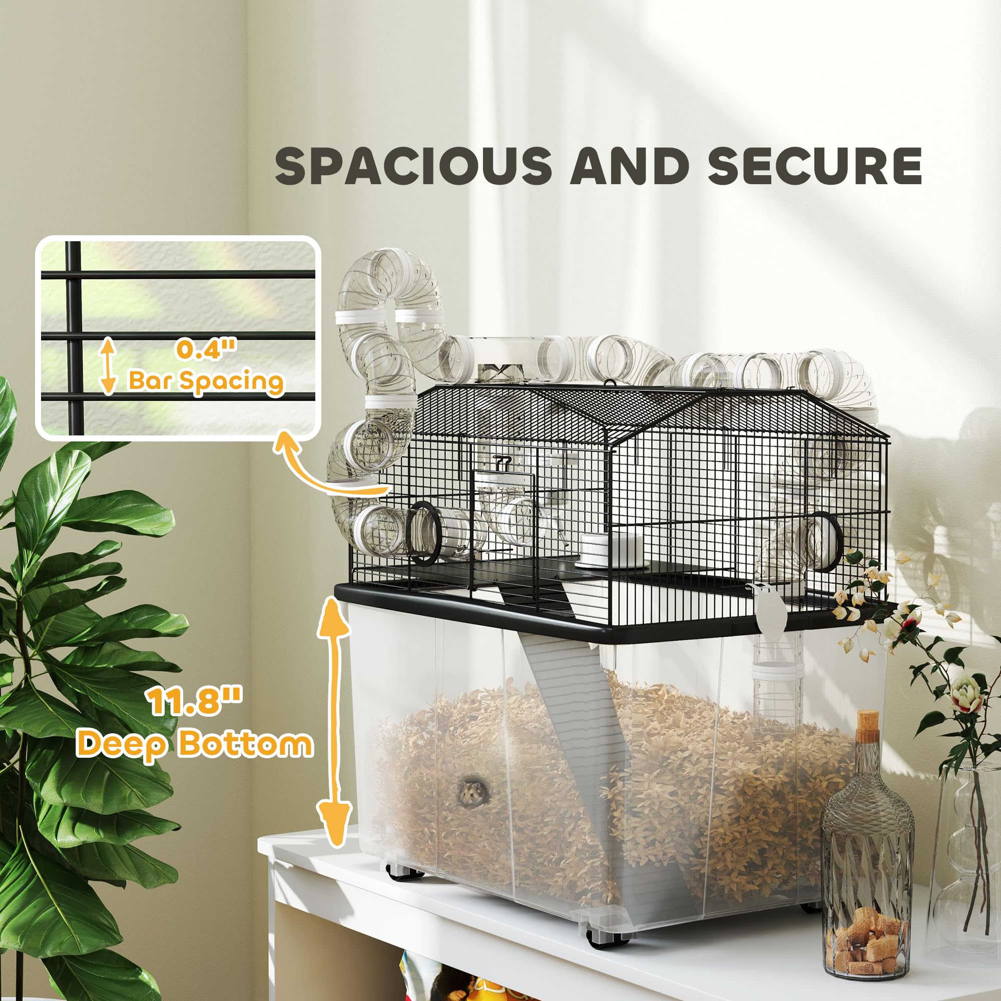 PawHut 2-Tier Large Hamster Cage with 12