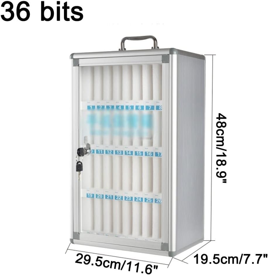 Lockable Wall Mounted Cell Phone Storage Cabinet - Secure Phone Holder Box with Carry Handle for Schools, Offices & Retail Stores (36 Slots)