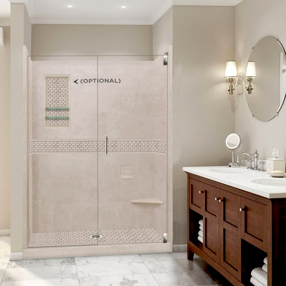 60 Alcove Brown Sugar Sistine Stone & Jewel Stone Accent DIY Shower Remodel Kit - Easy Bathroom Upgrade for Modern Home Renovation