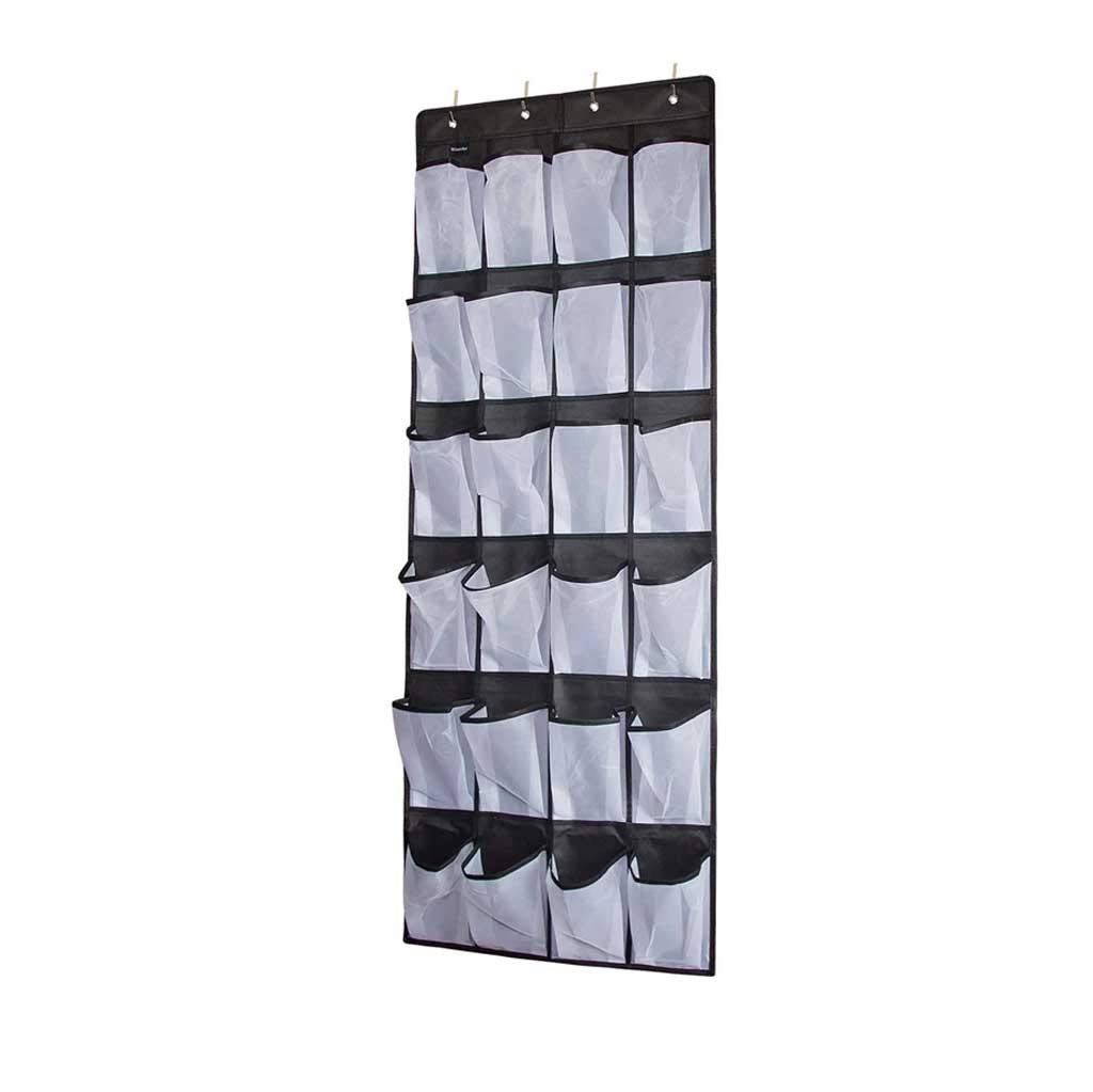 ZZCC Clear Over The Door Shoe Organizer - 24 Large Mesh Pockets Hanging Shoe Rack for Closet Storage | Space Saving Shoe Storage Solution for Bedroom, Entryway & Dorm Organization (Color: Clear)