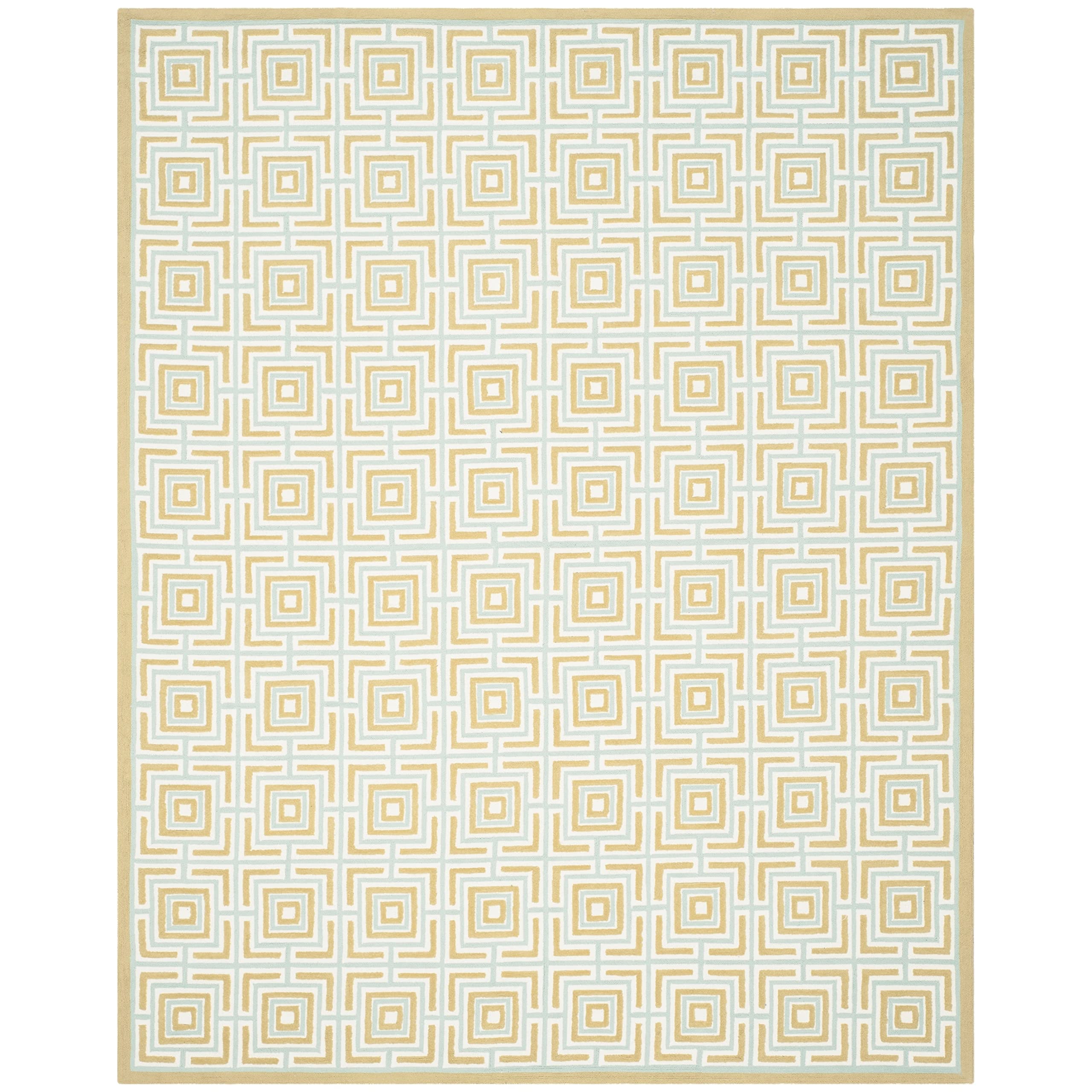 SAFAVIEH Newport Collection 6' Round Olive & Light Blue Handmade Cotton Area Rug - Perfect for Living Room, Bedroom, or Nursery Decor