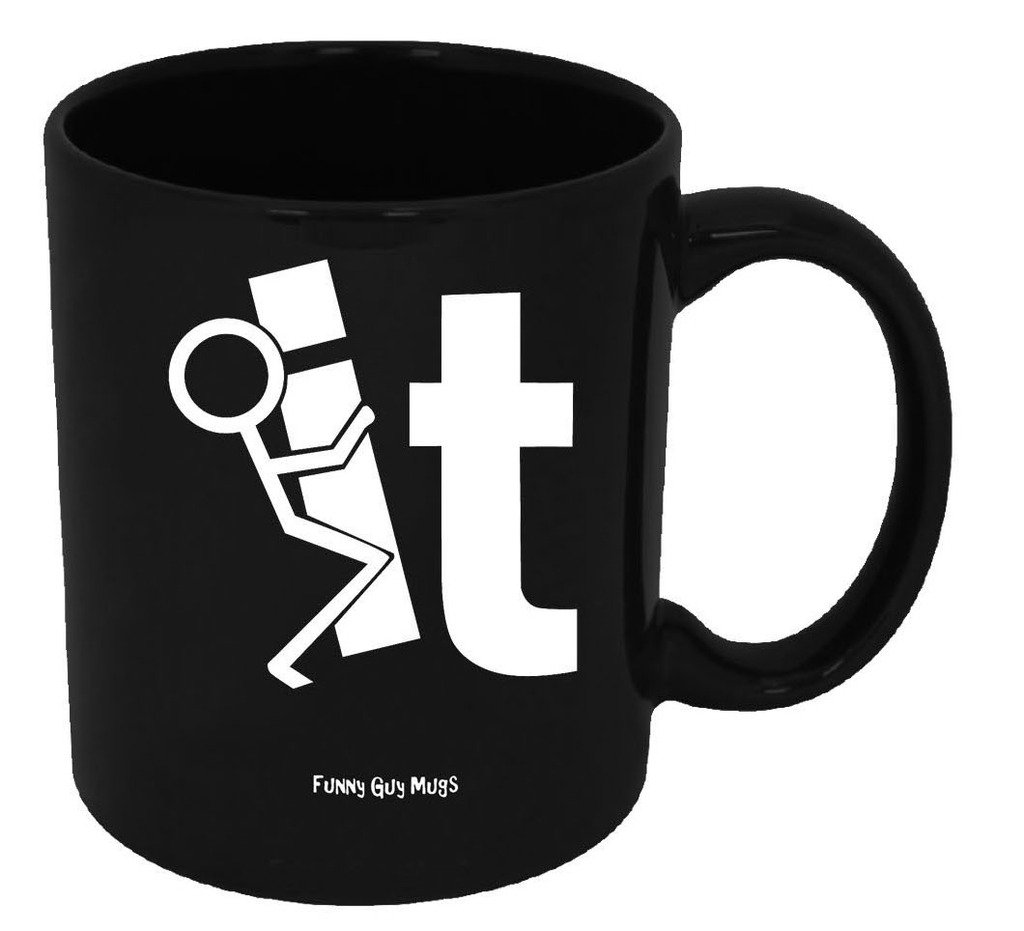 Funny Guy Mugs 'F It' Ceramic Coffee Cup - 11oz Humorous Novelty Mug with Sarcastic Quote - Perfect Gift for Men & Women - Great for Office, Home Use or Gag Gifts