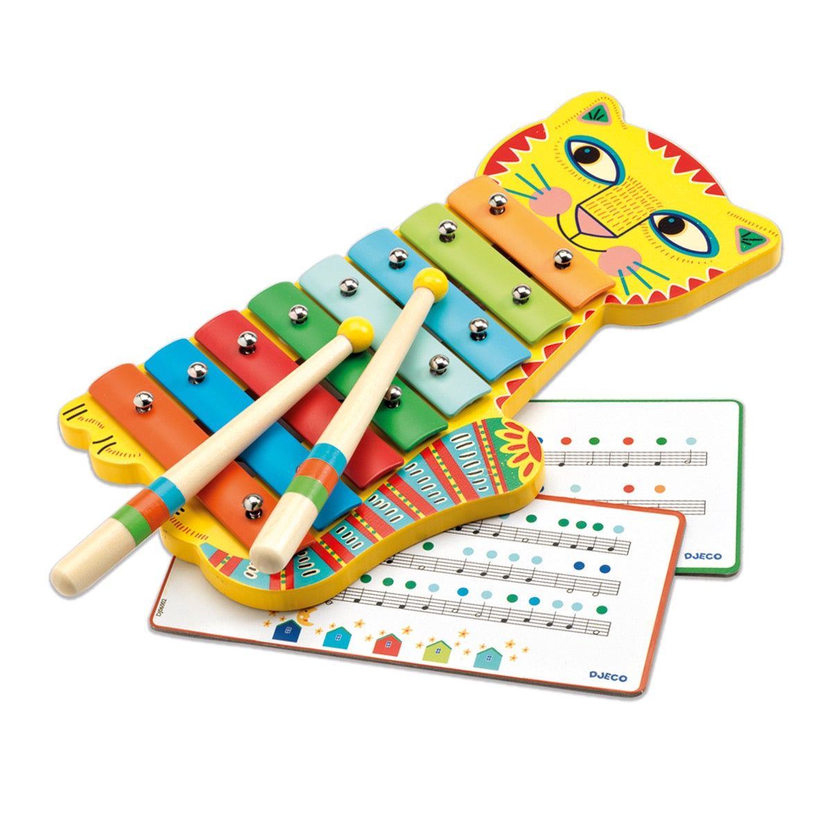 Djeco Metal Xylophone - 8-Note Musical Instrument for Kids, Colorful Percussion Toy with Mallets - Perfect for Early Childhood Music Education & Playroom Activities