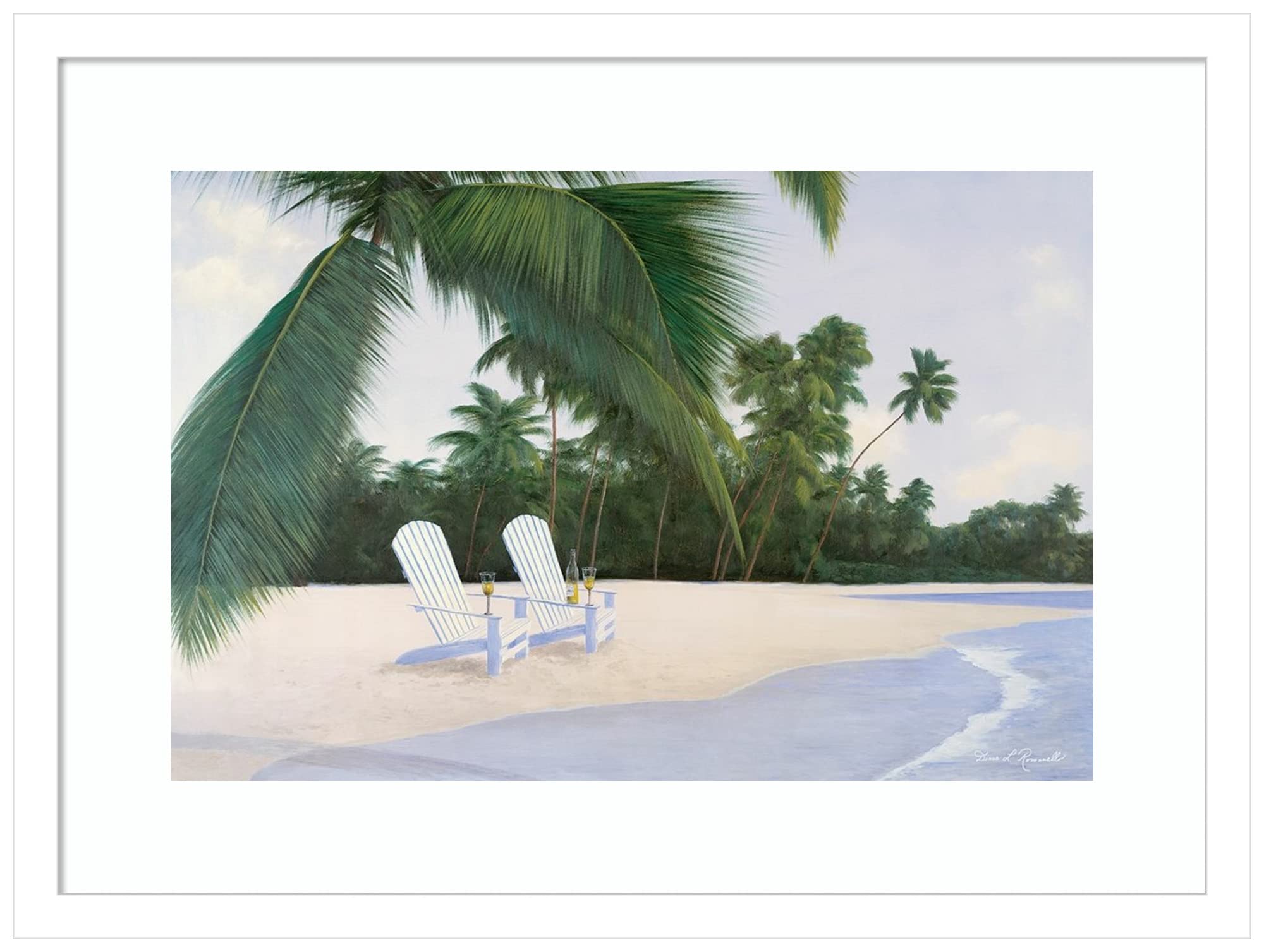 Amanti Art Framed Wall Art Print 16x21 - Tropical Island Hideaway Beach Painting by Diane Romanello | Coastal Decor & Tropical Wall Art for Living Room, Bedroom, Bathroom, Kitchen & Office | Perfect for Beach House Decor, Vacation Home & Coastal Themed Interiors