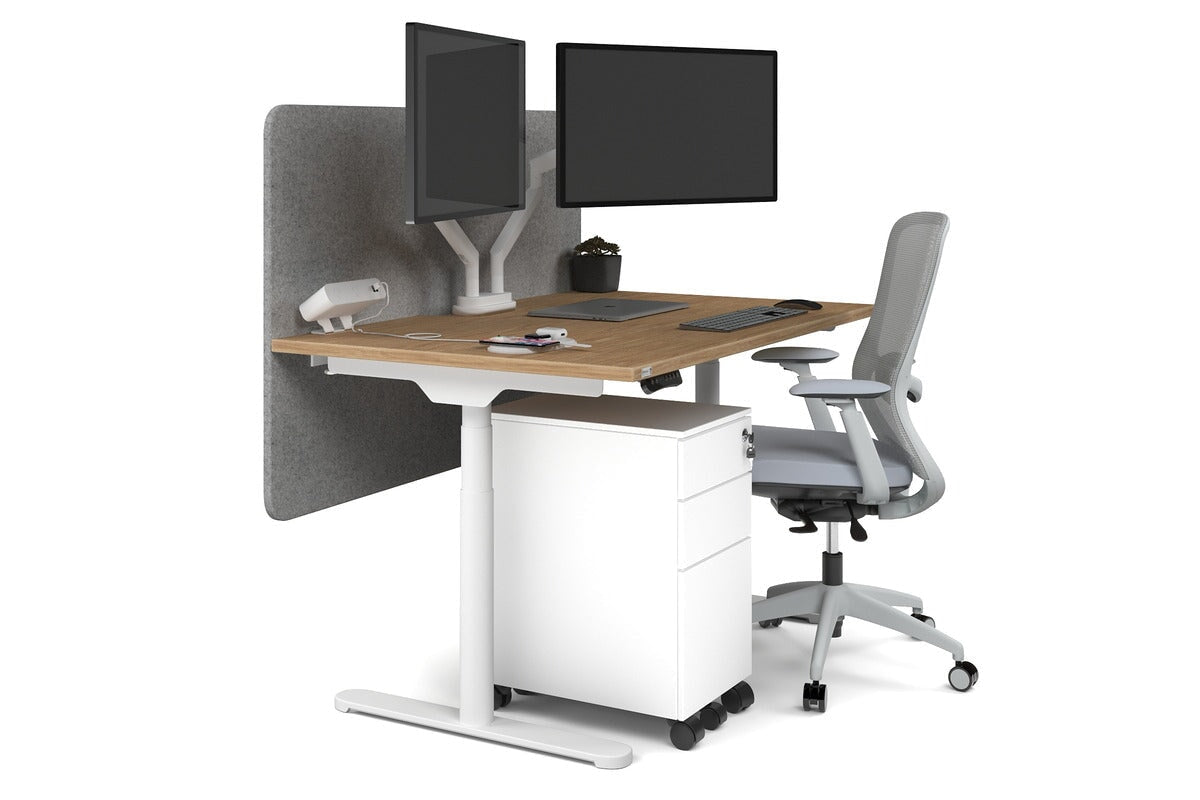 Flexi Premium Height Adjustable Single Workstation Desk - 1200L x 800W with Cable Management Scallop | Ergonomic Standing Desk for Home Office & Workspace
