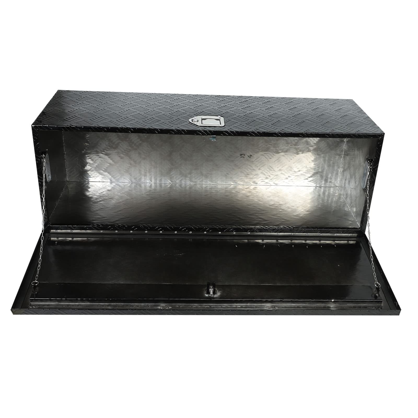 44 Inch Aluminum Black Plated Truck Tool Box - Waterproof Underbed Storage with Lock & Key for Pickup Trucks, RVs, ATVs & Trailers (44