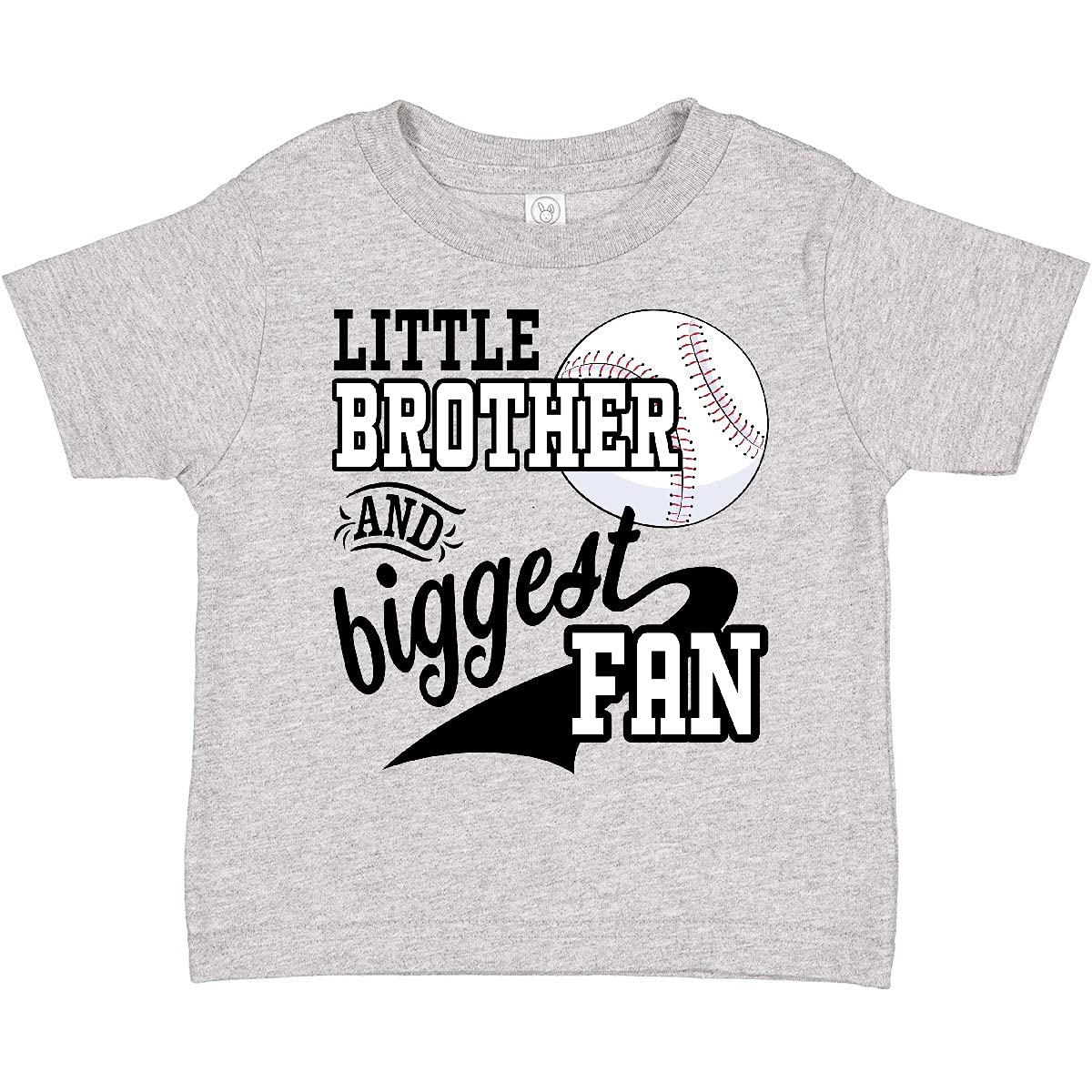Inktastic Little Brother & Biggest Fan Baseball Family Fan Toddler T-Shirt - Cute Matching Sibling Outfits for Baseball Games & Family Events